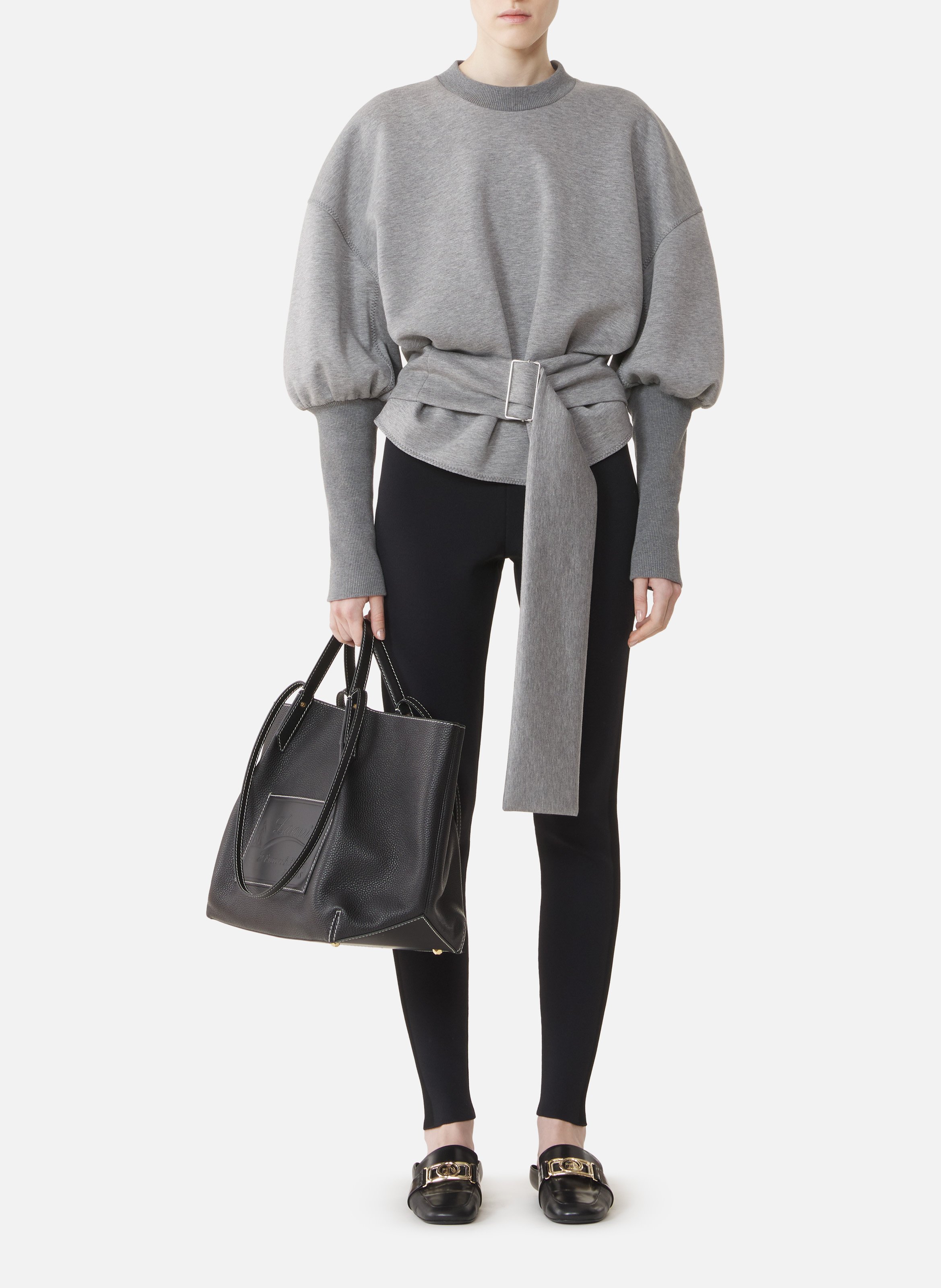 Sweatshirt ceinturé en jersey double face LANVIN Gris