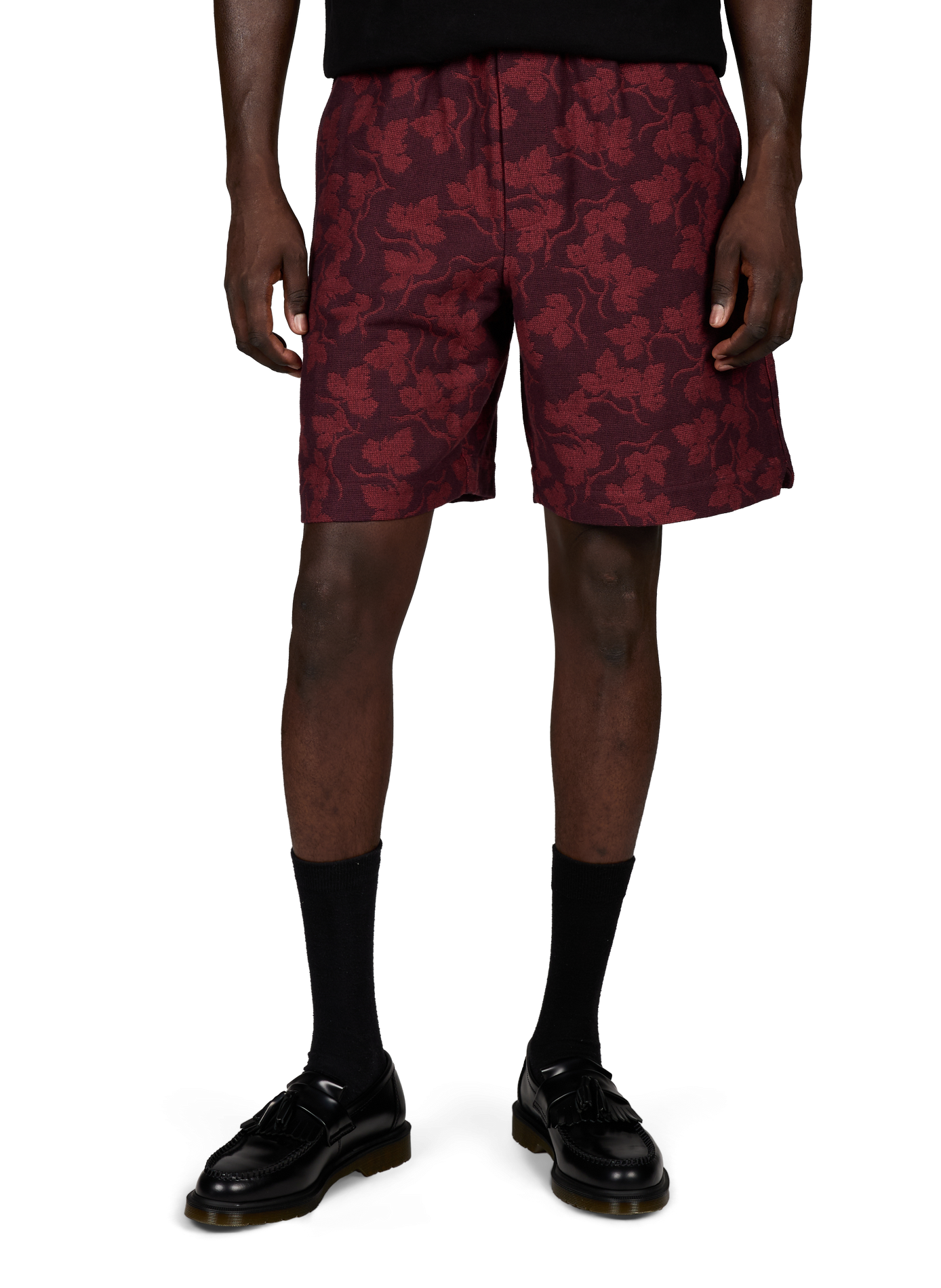 Shorts Weinblatt aus Baumwolljacquard DROLE DE MONSIEUR Rot