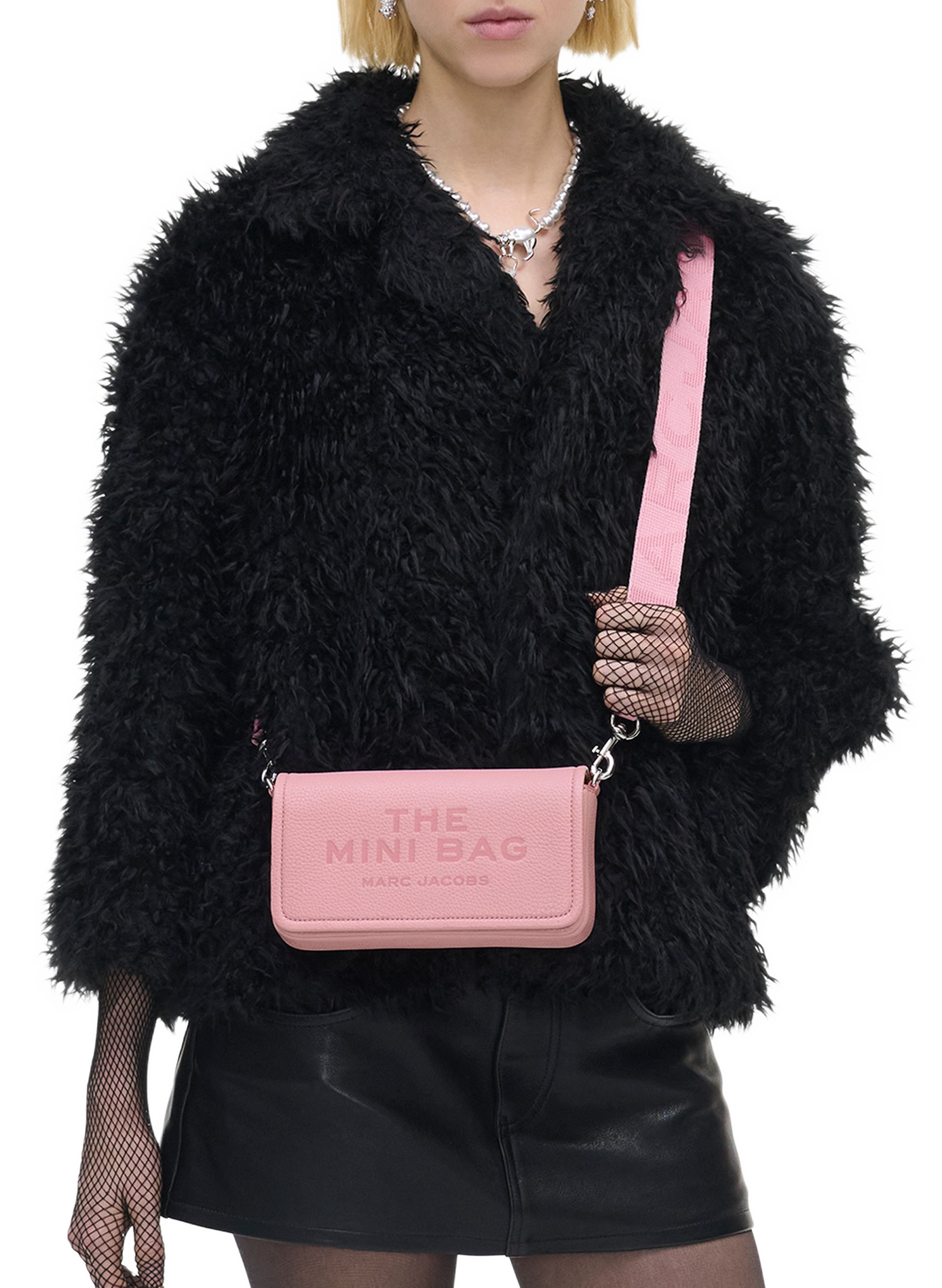 The Leather Mini Shoulder Bag in leather | Pink MARC JACOBS Women