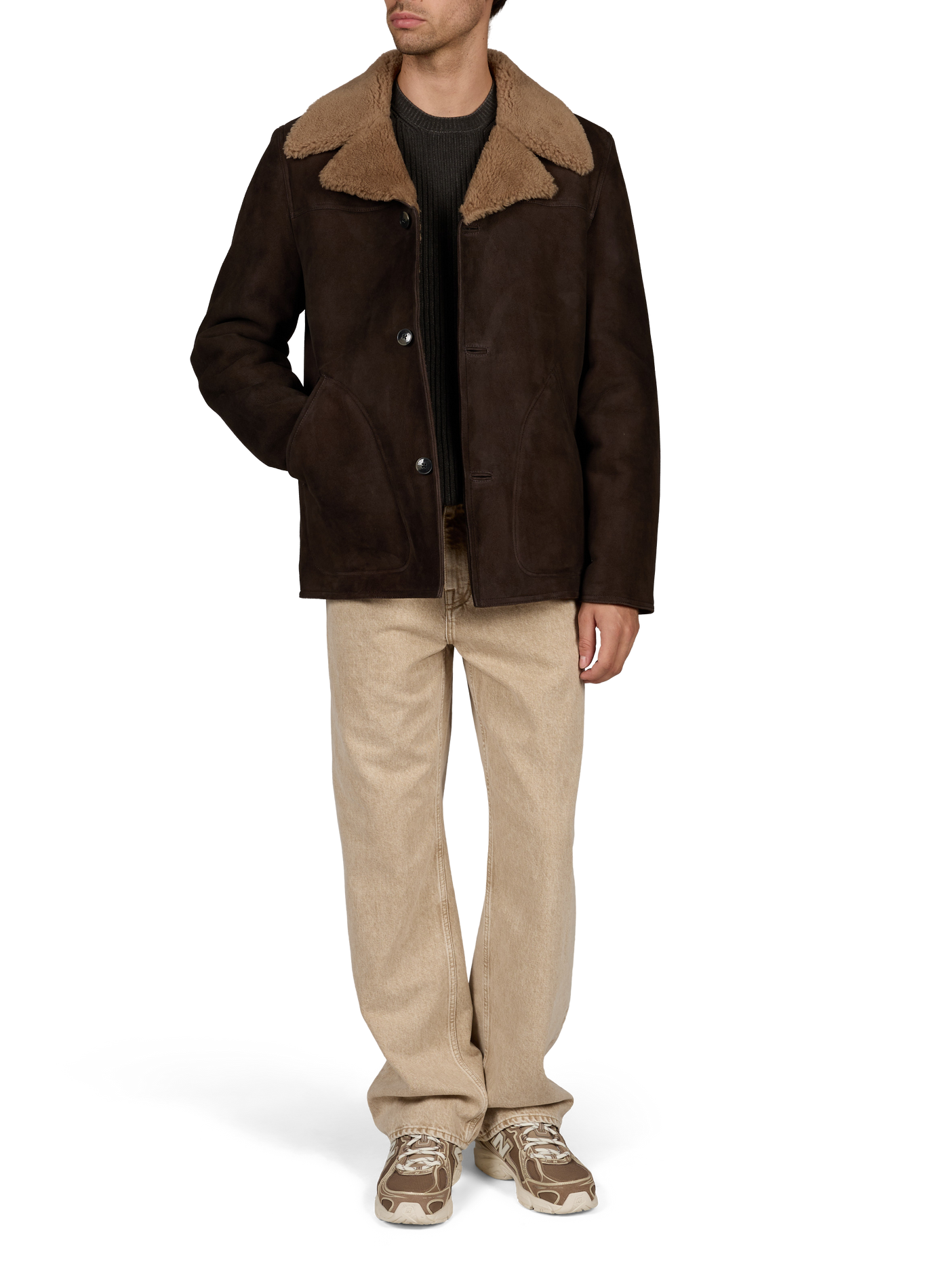 Gerade Lederjacke mit Reverskragen CLOSED Braun