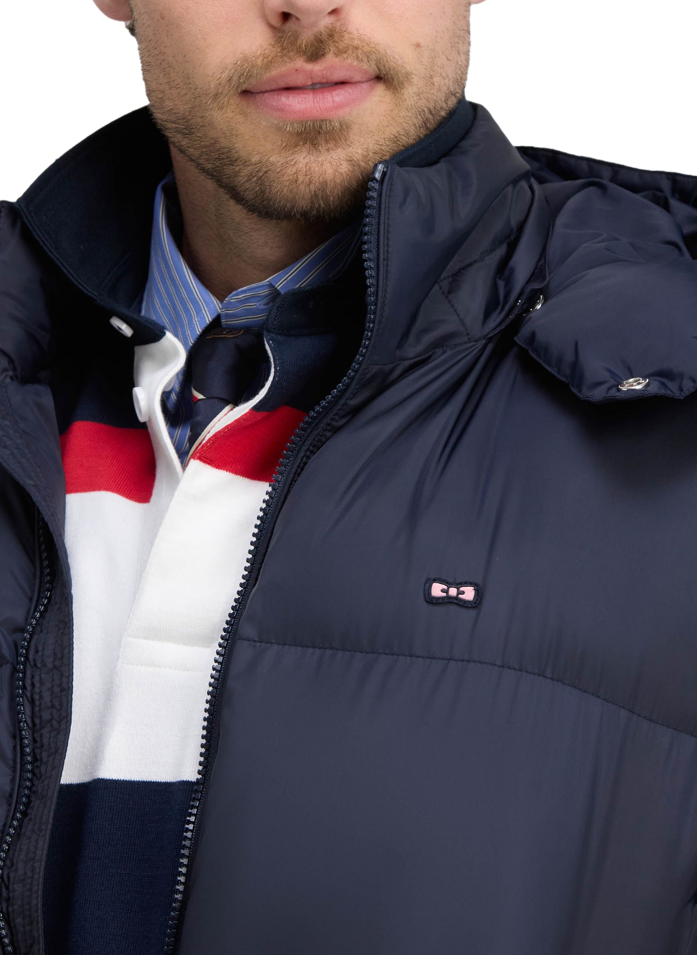 Straight down jacket with removable hood EDEN PARK Blue