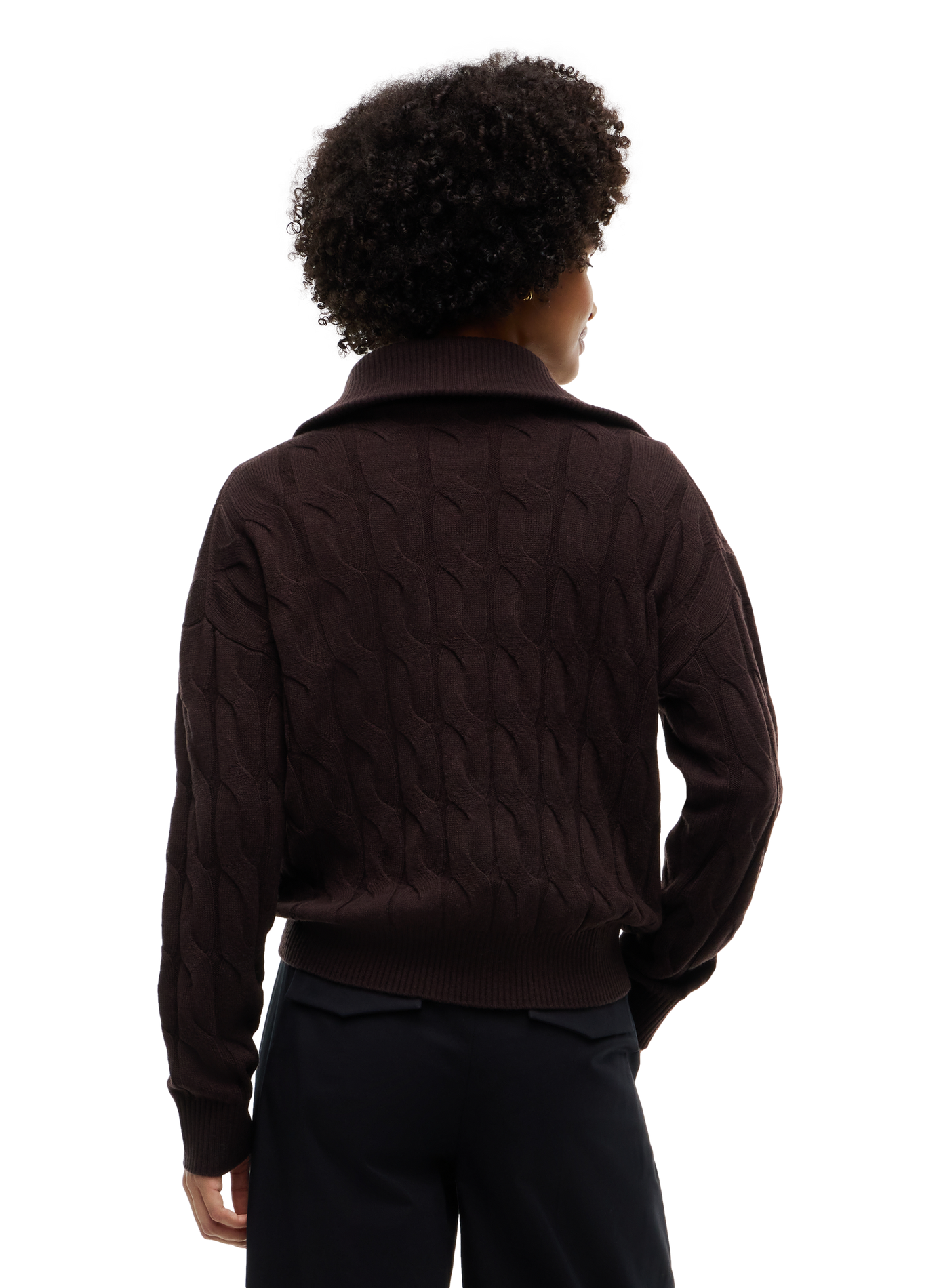 Pull col zippé en laine TOMMY HILFIGER Marron