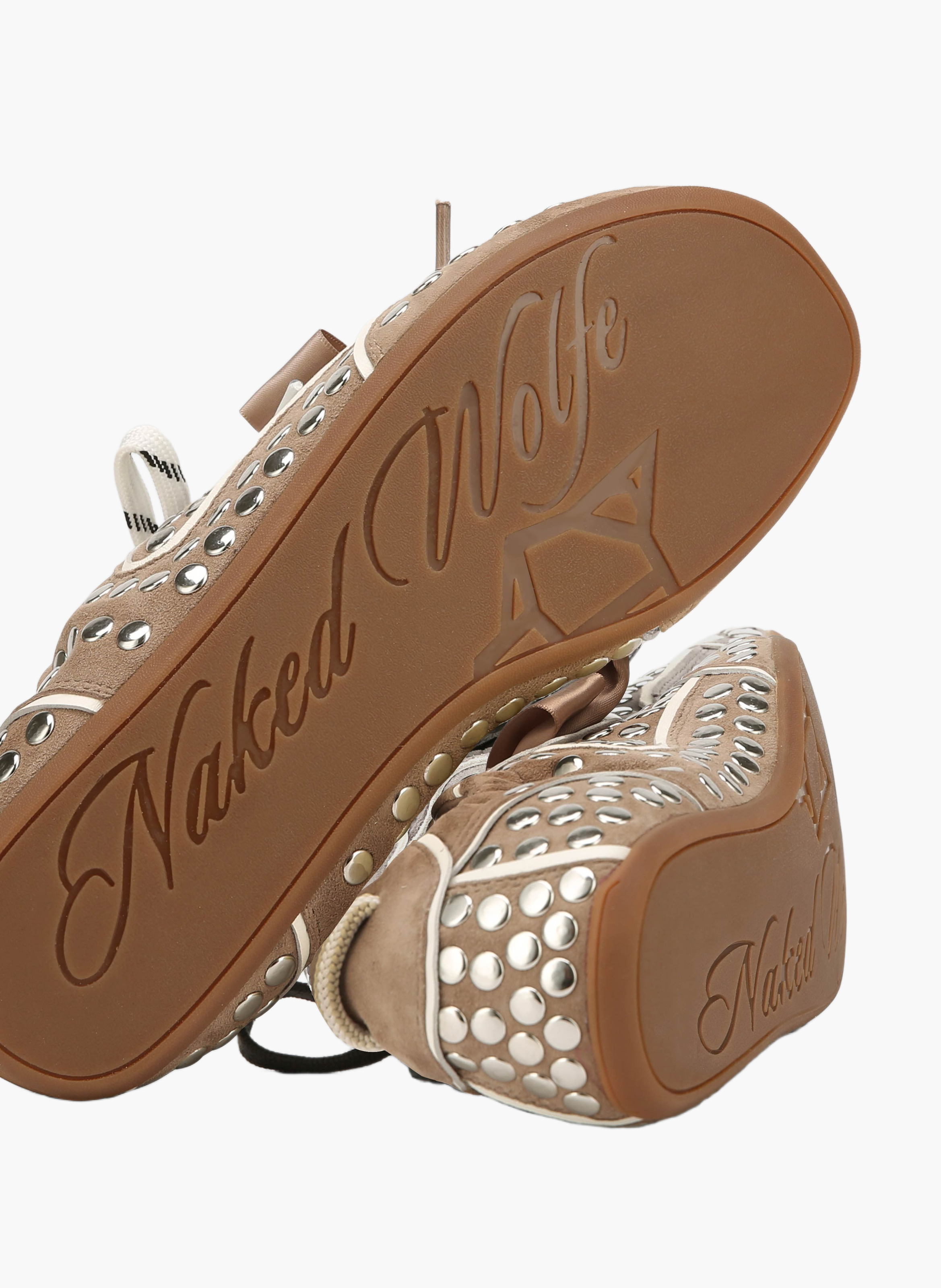 Soul-sneakers van suède met studs NAKED WOLFE Bruin