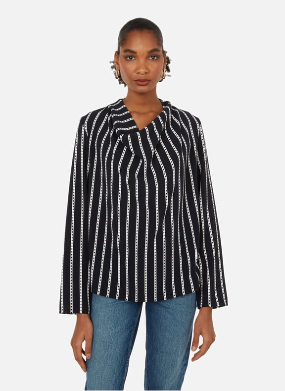 BLOUSE STIPE COWL TOMMY HILFIGER pour FEMME Printemps
