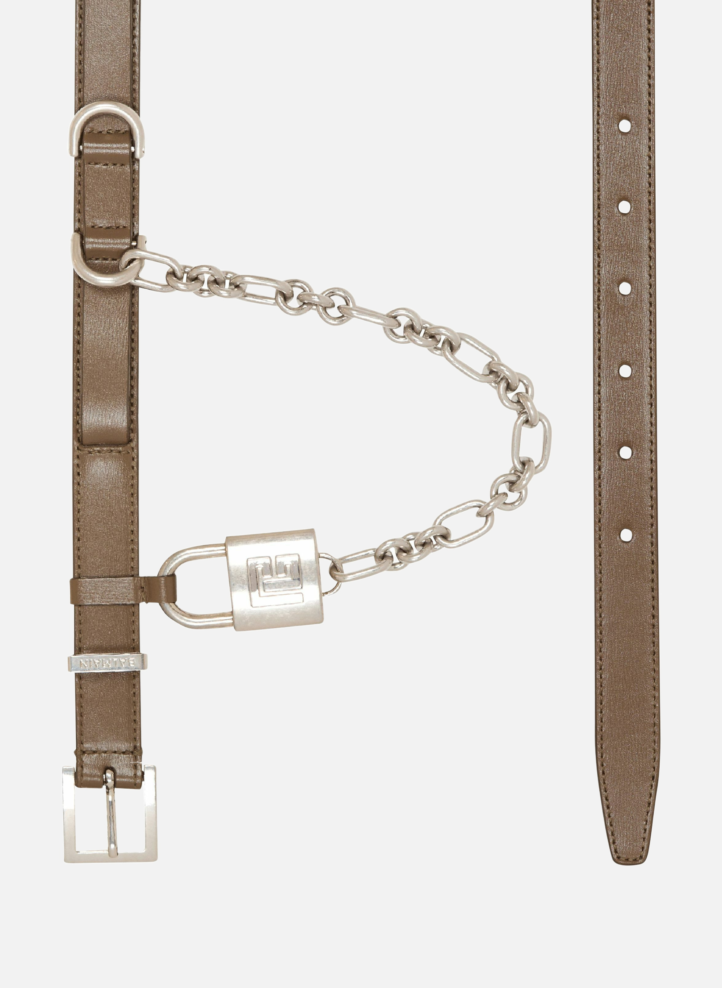 Ceinture sync fine en cuir BALMAIN Vert