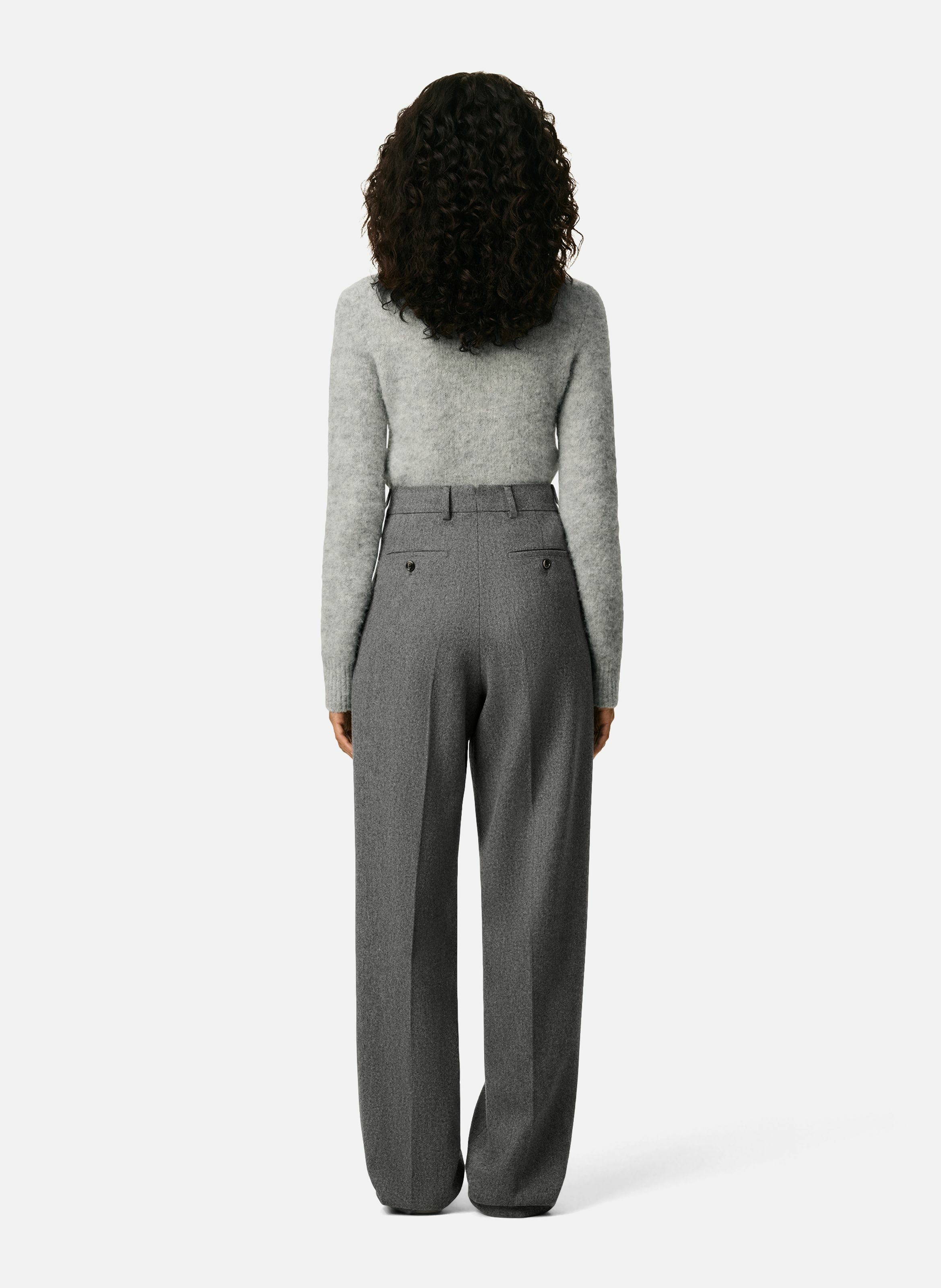 Pantalon large en laine AMI PARIS Gris