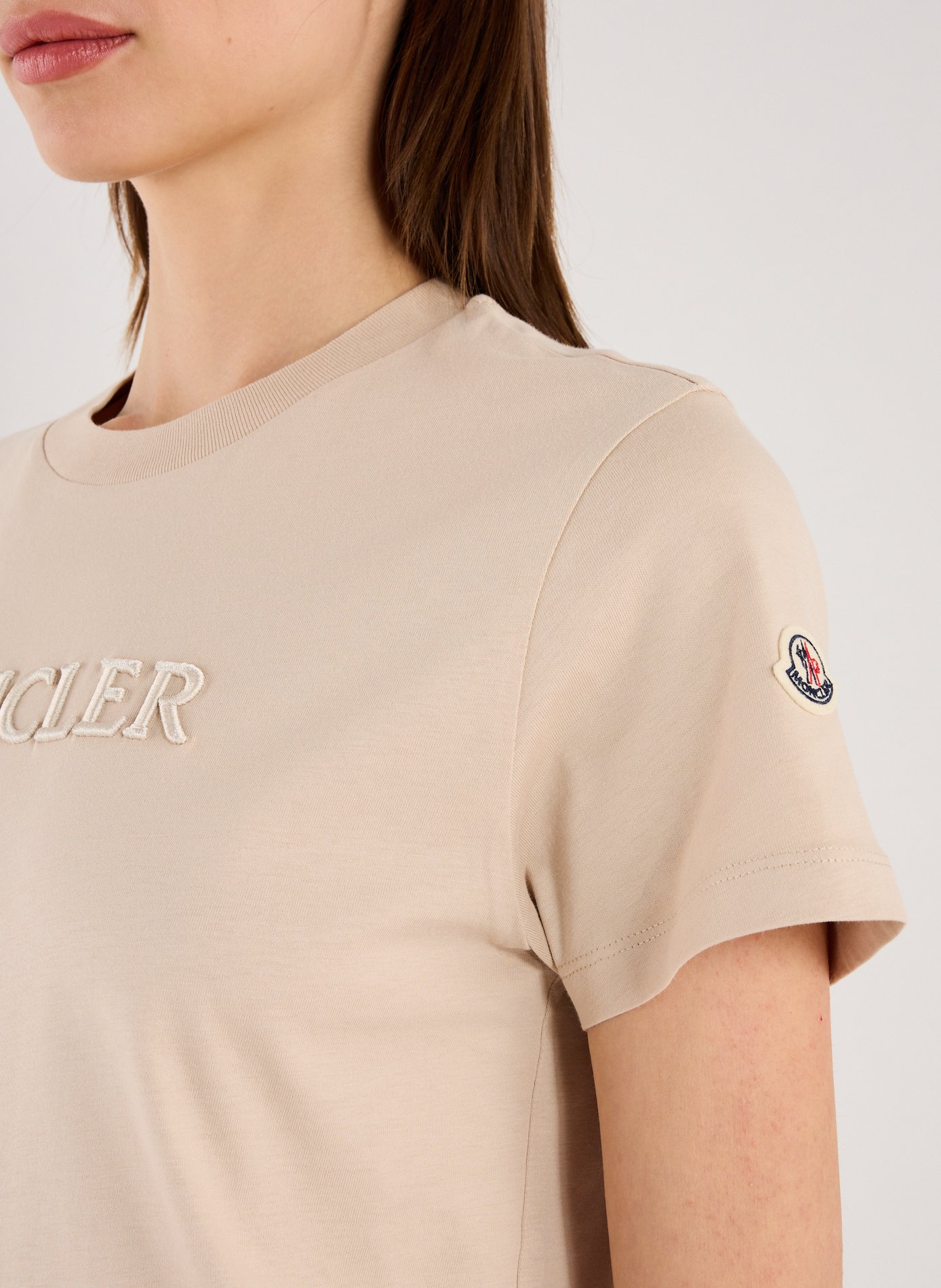 Cotton Logo T-shirt MONCLER Beige