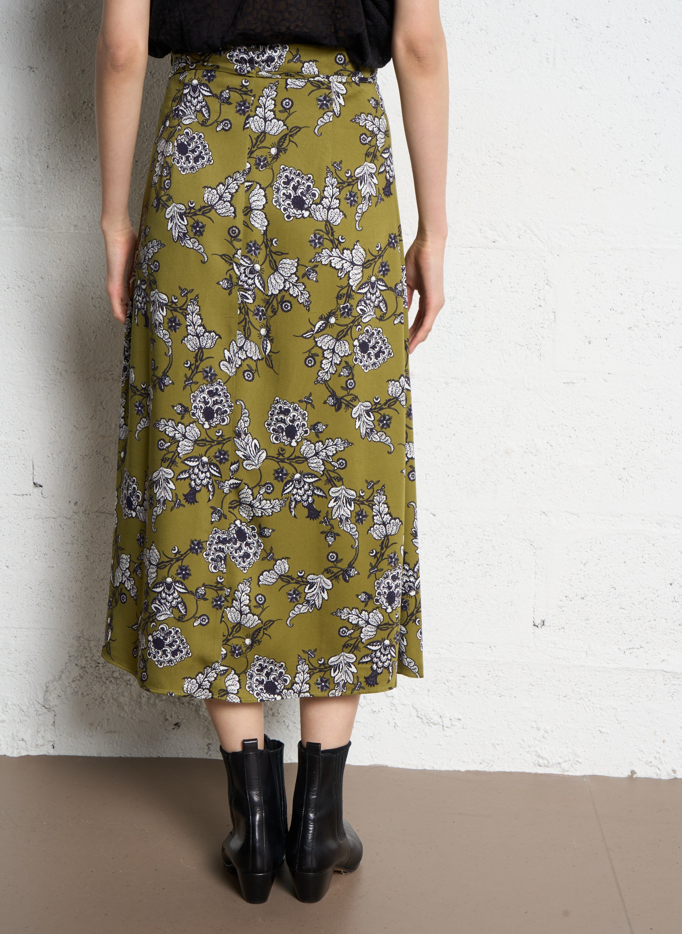 Jupe midi imprimée IKKS Vert