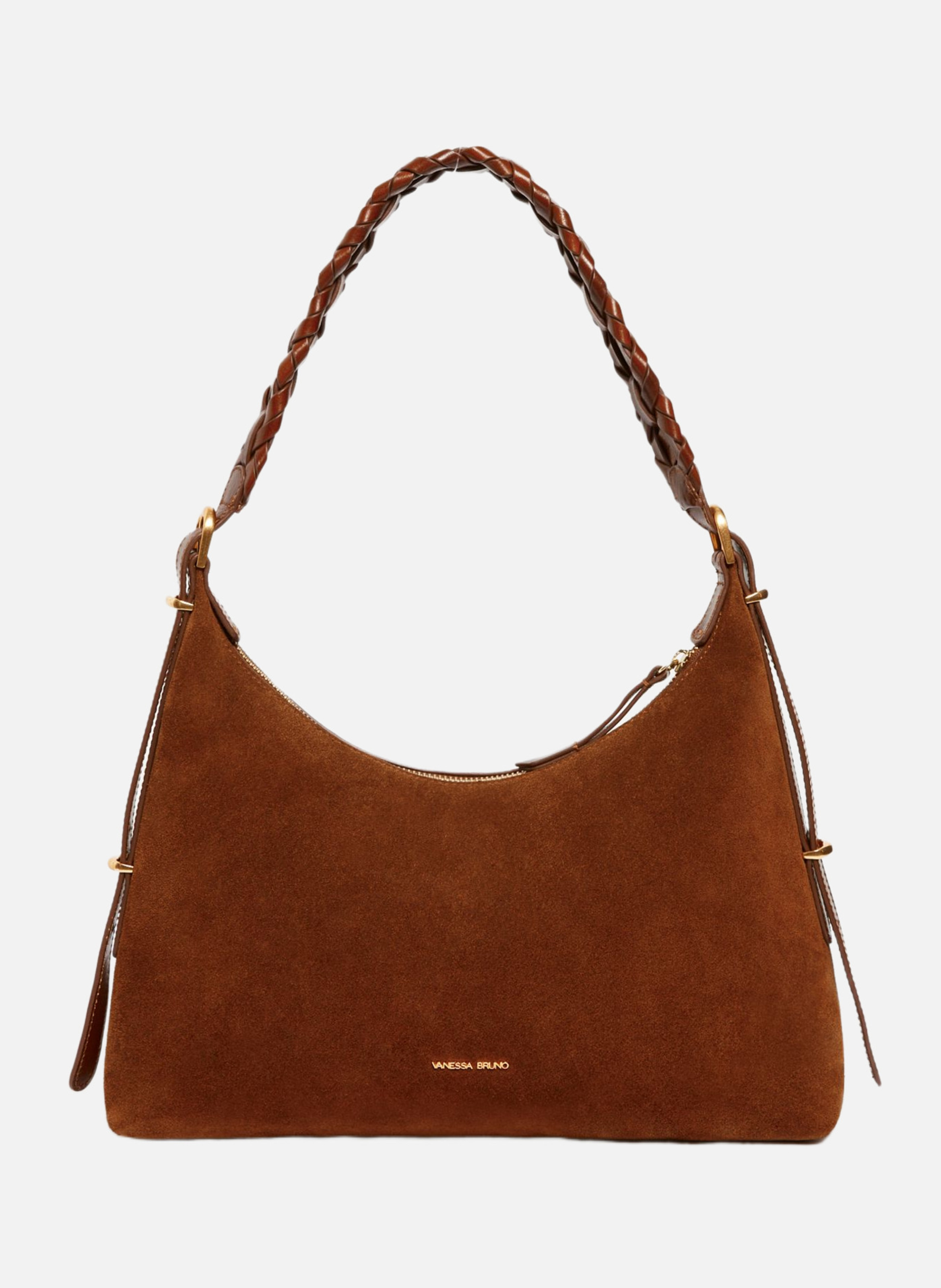 Petit sac hobo jess en cuir velours VANESSA BRUNO Marron