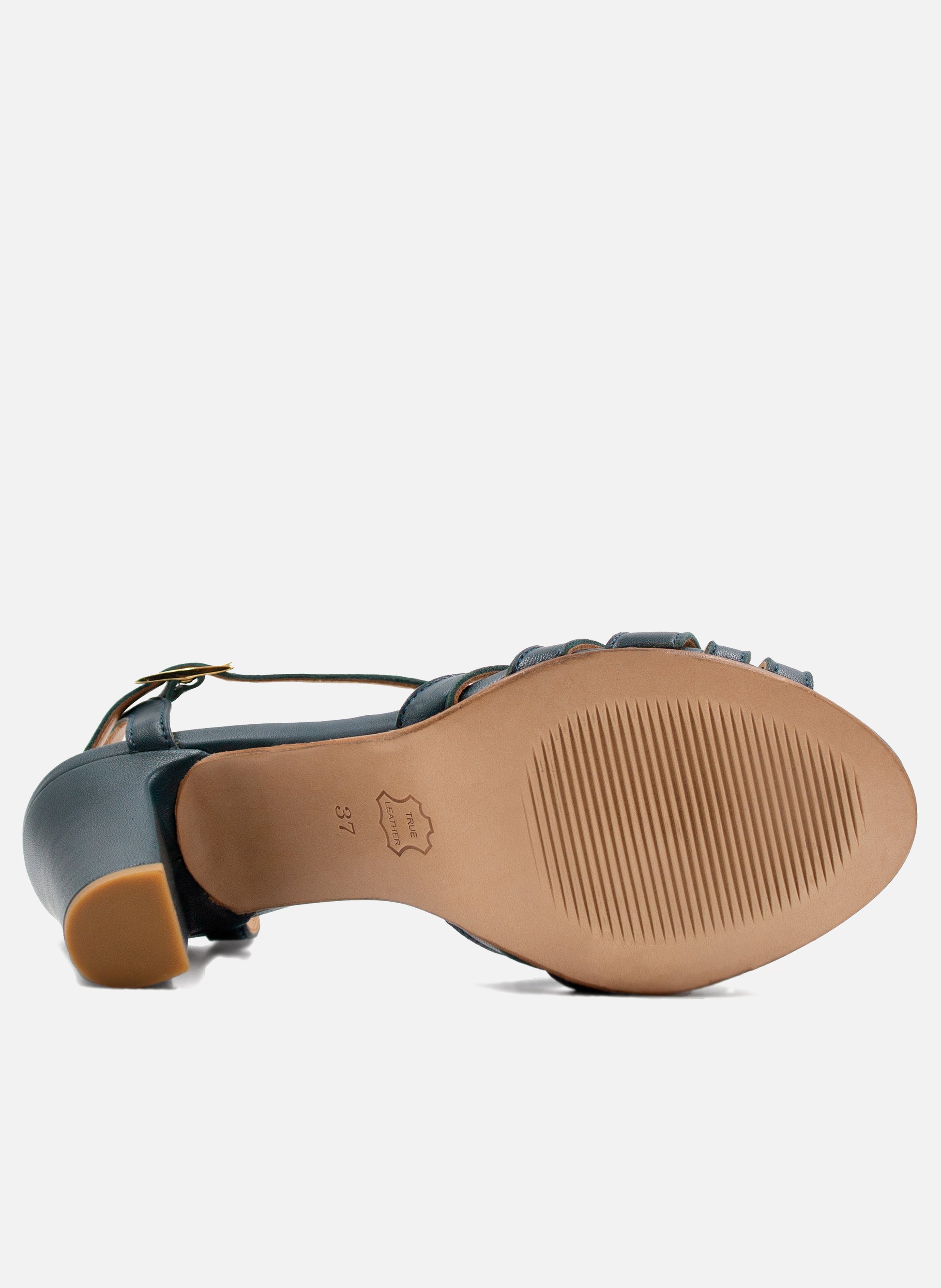 Sandales talon brides cuir lisse JULES & JENN Vert