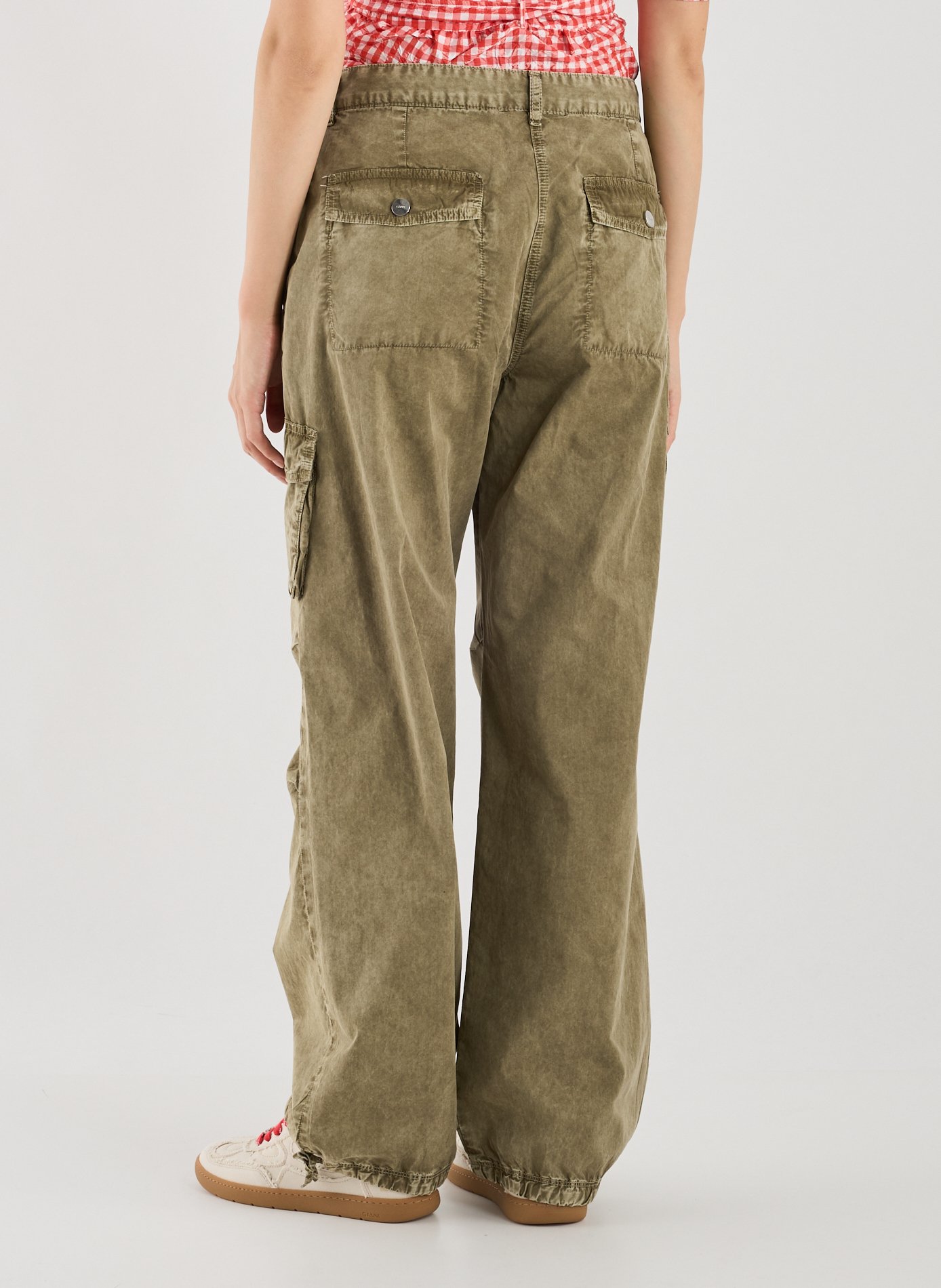 Washed cotton cargo pants GANNI Khaki