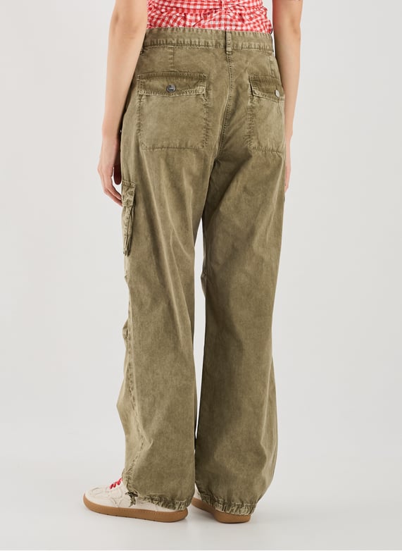 Cargo délavé en coton | Kaki by GANNI Cargo délavé en coton Kaki