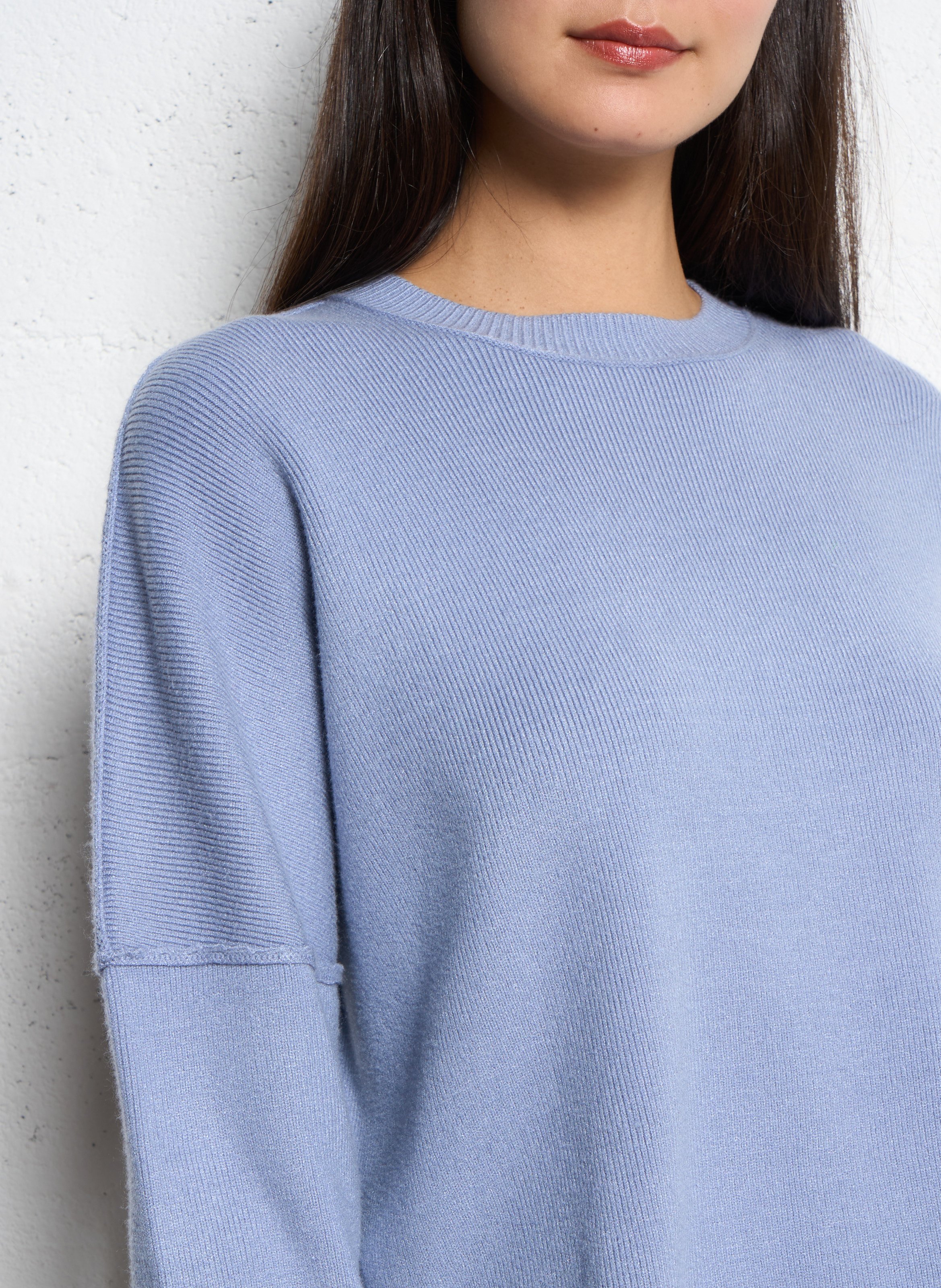 Pull oversize col rond IKKS Bleu