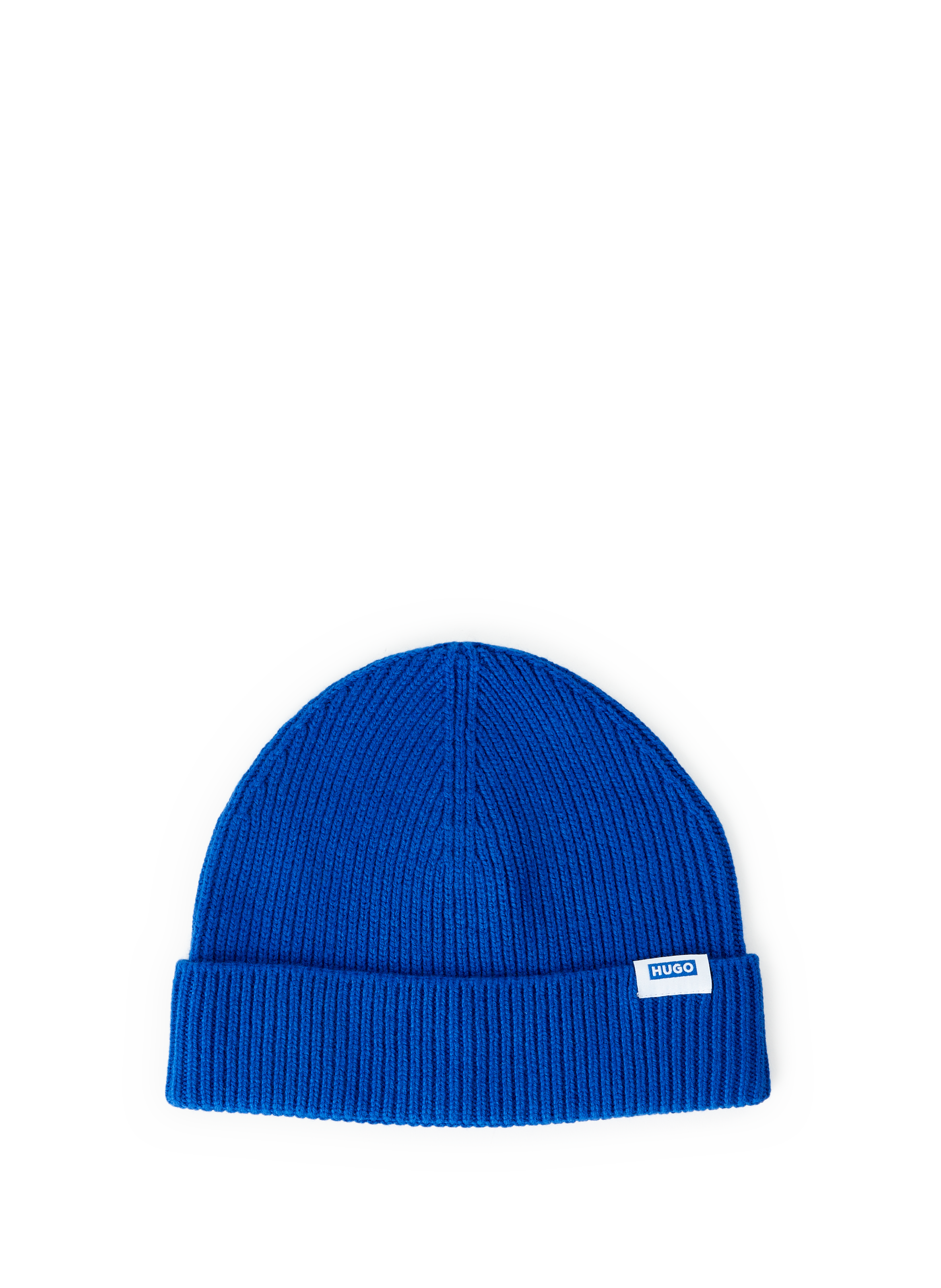 HUGO BLUE Bonnet côtelé à revers Bleu