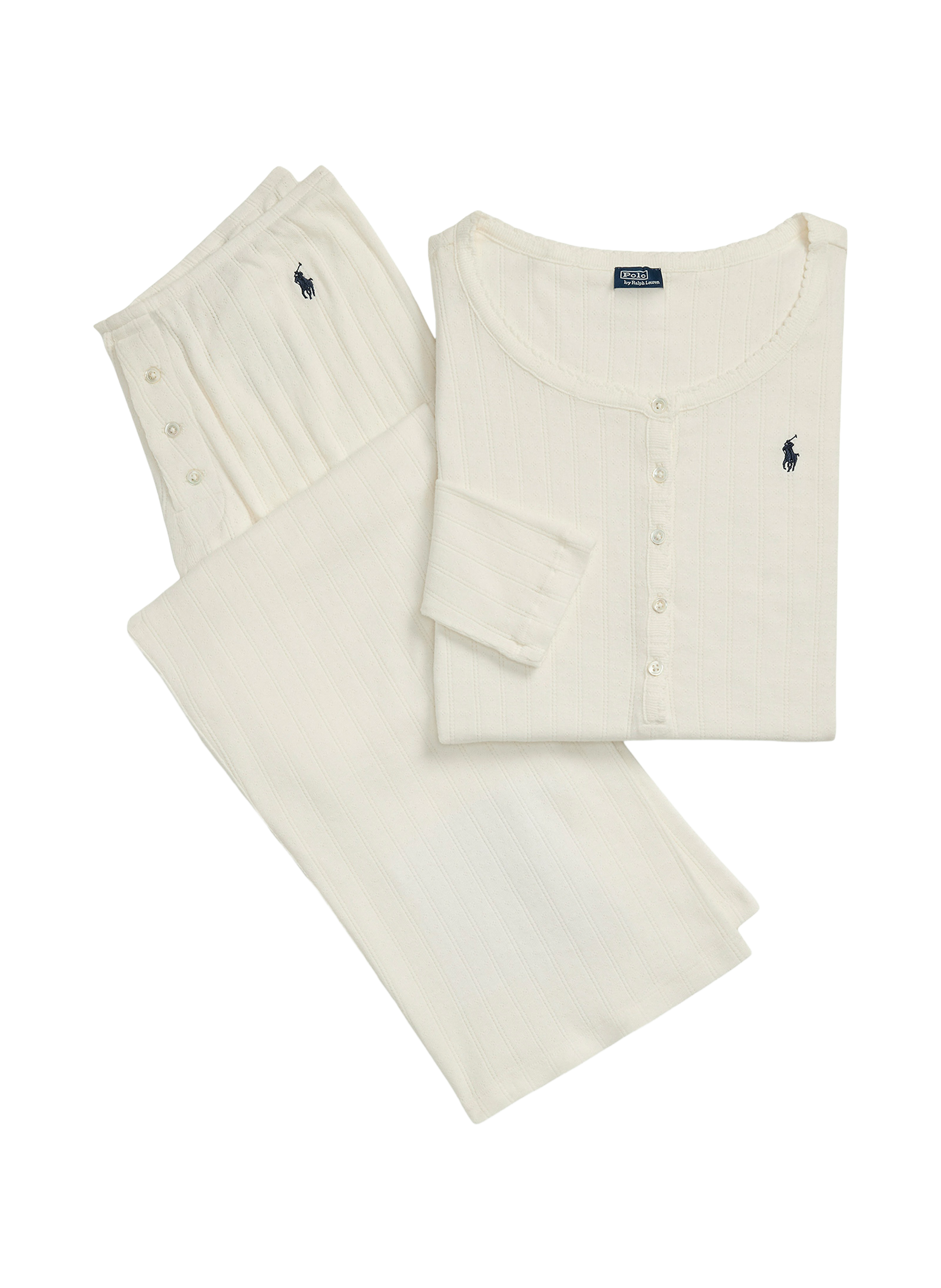 Ensemble de pyjama en maille pointelle de coton POLO RALPH LAUREN Beige