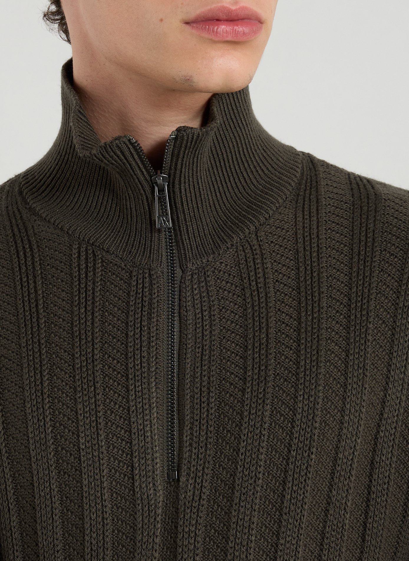 Wool blend zip-up sweater ARMANI EXCHANGE Green