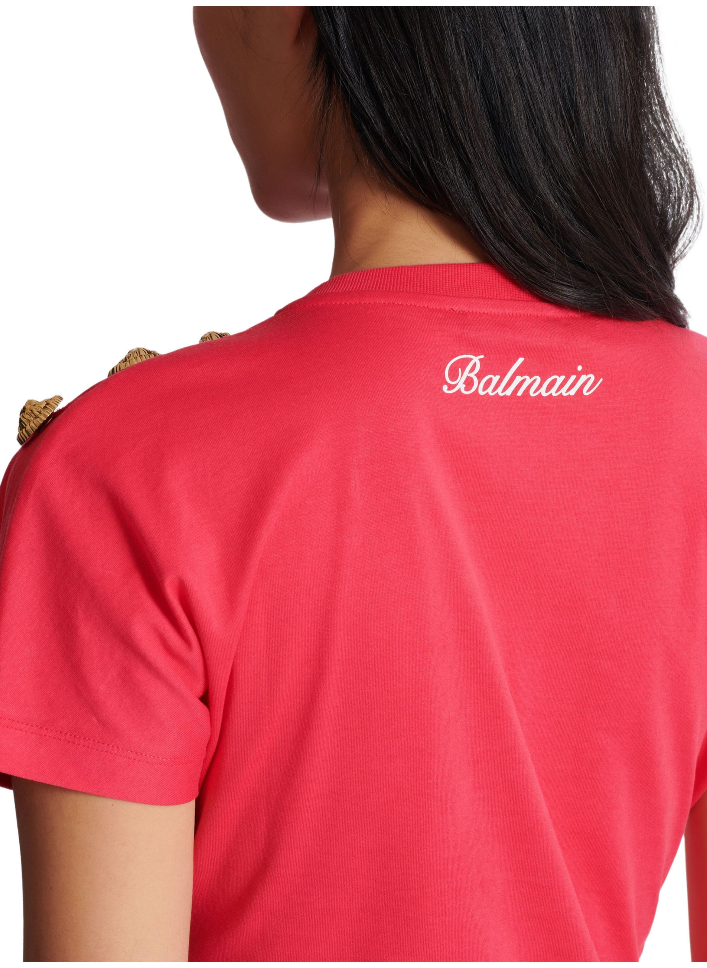 T-shirt drapé avec boutons BALMAIN Rose