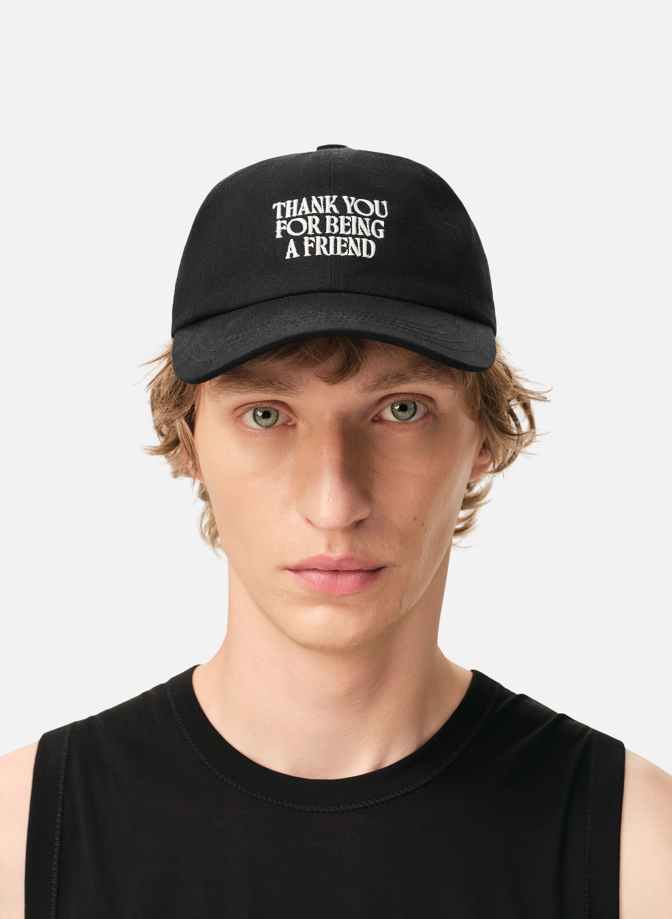 Casquette broderie thank you for being a friend unisexe en coton AMI PARIS Noir