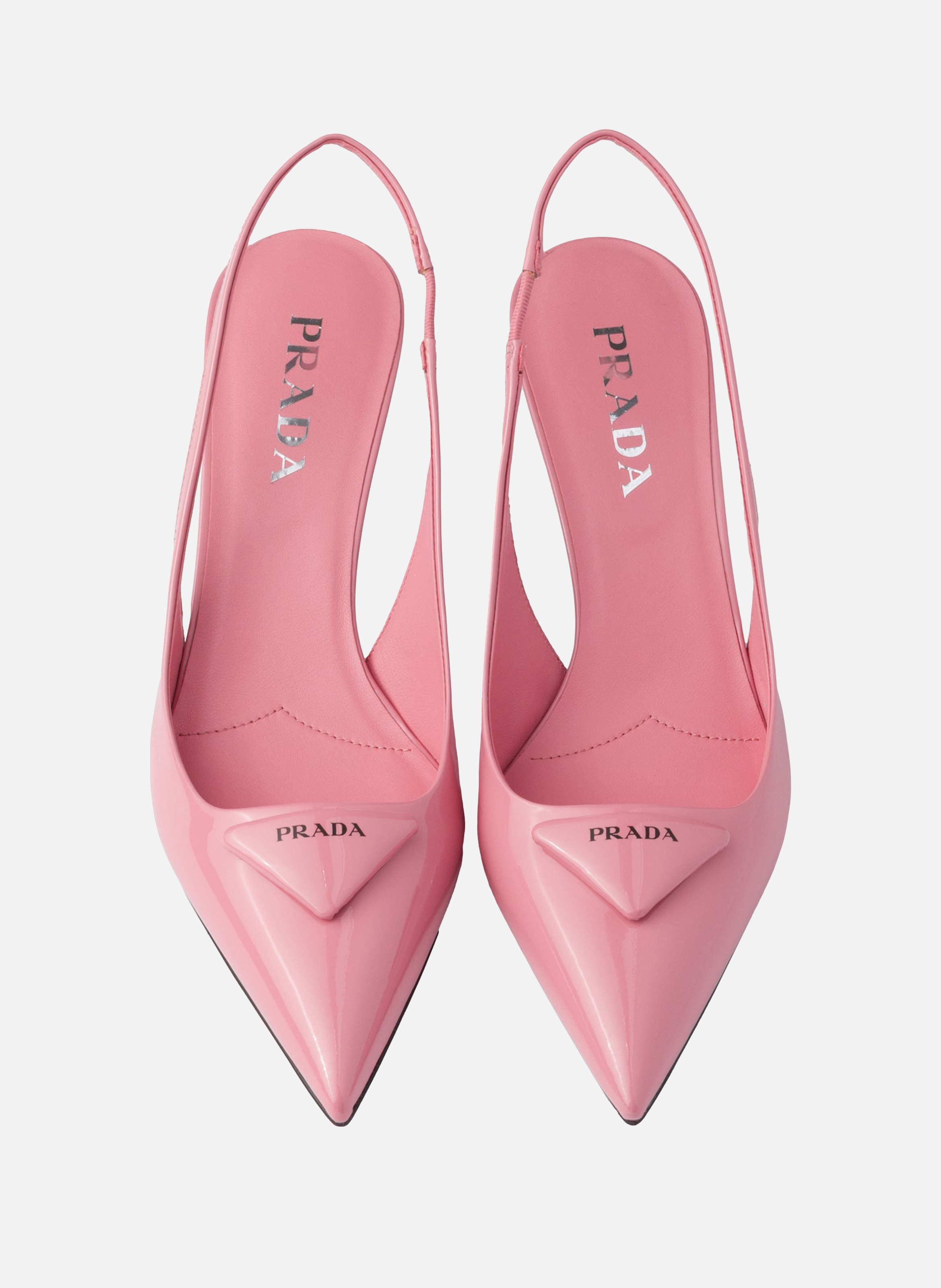 Escarpins à bride arrière en cuir verni PRADA Rose