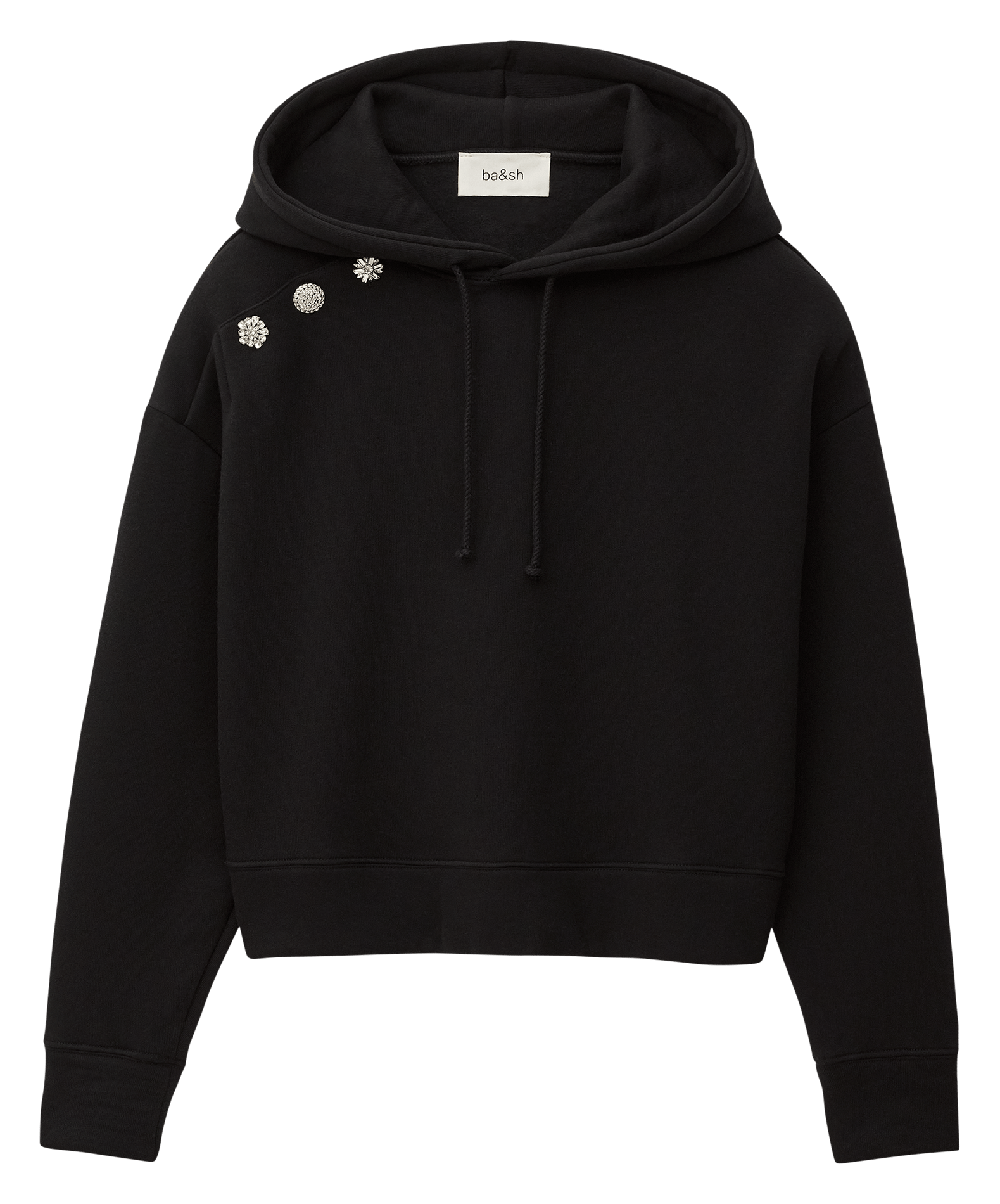 Sweat droit à capuche uni et boutons bijoux didi BA&SH Noir