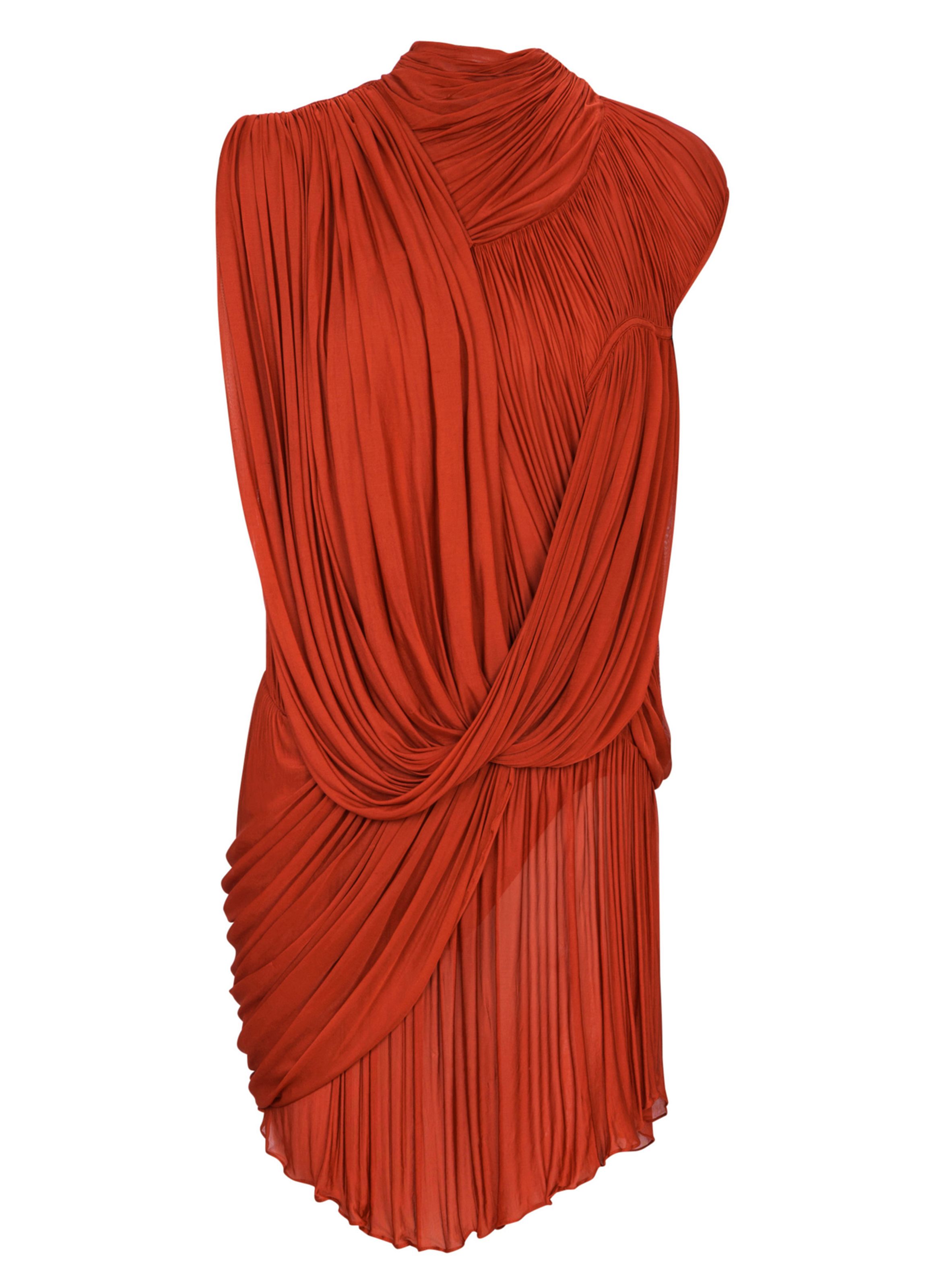 Robe drapée en jersey fluide BALMAIN Rouge