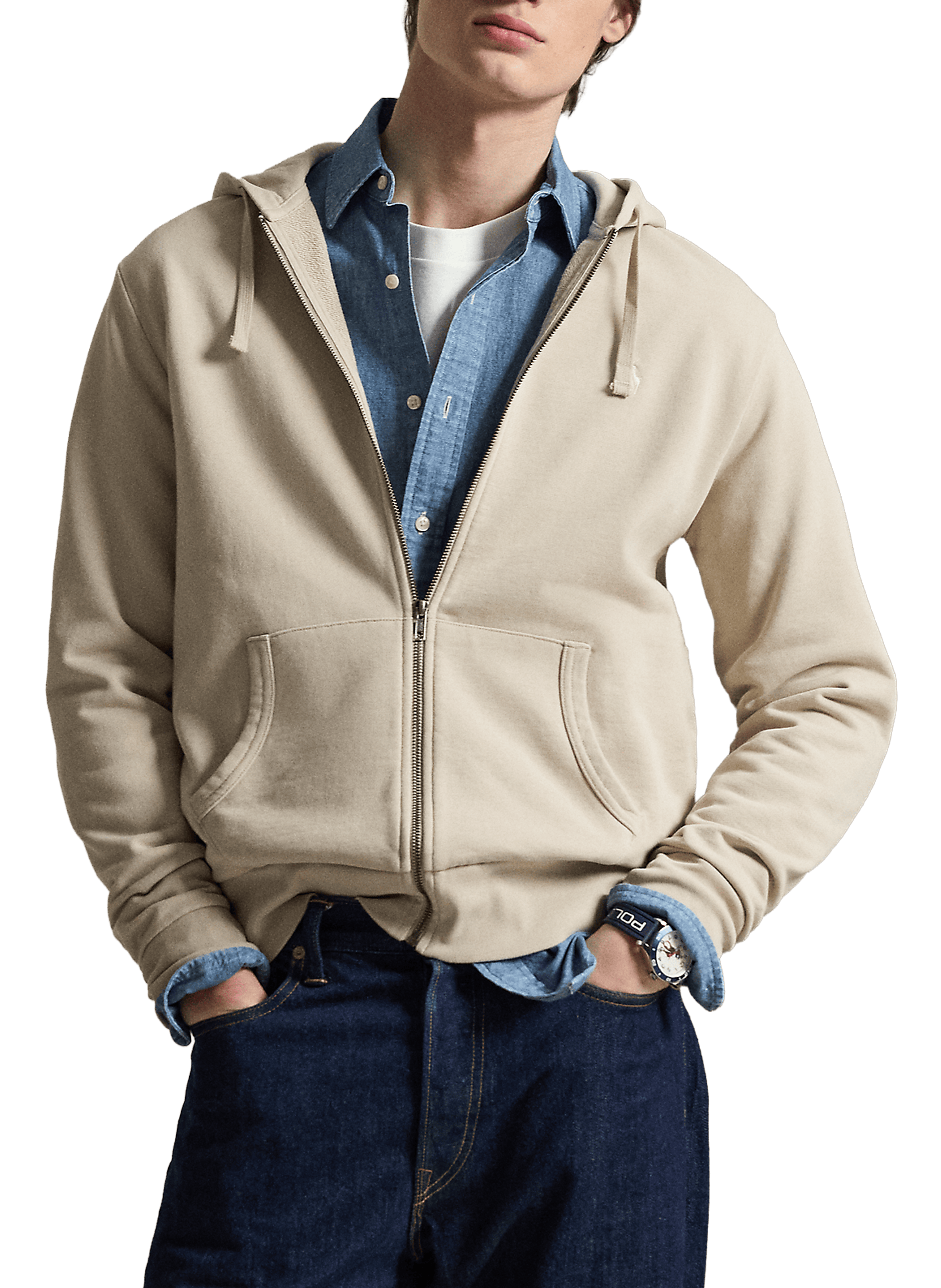 Hoodie zippée en coton POLO RALPH LAUREN Gris