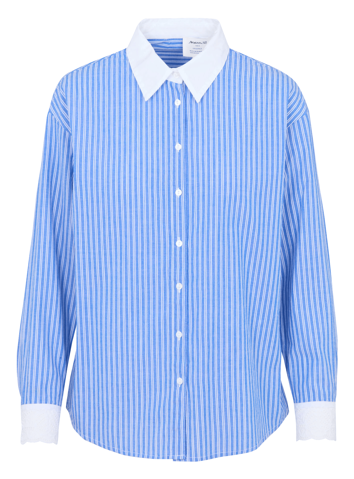 Chemise droite col classique en coton rayé divine MAISON 123 Bleu
