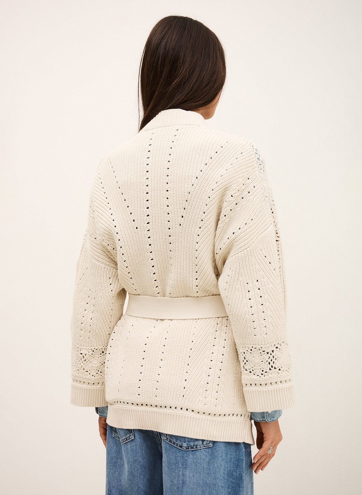 Cardigan col châle en coton perine BA&SH Beige