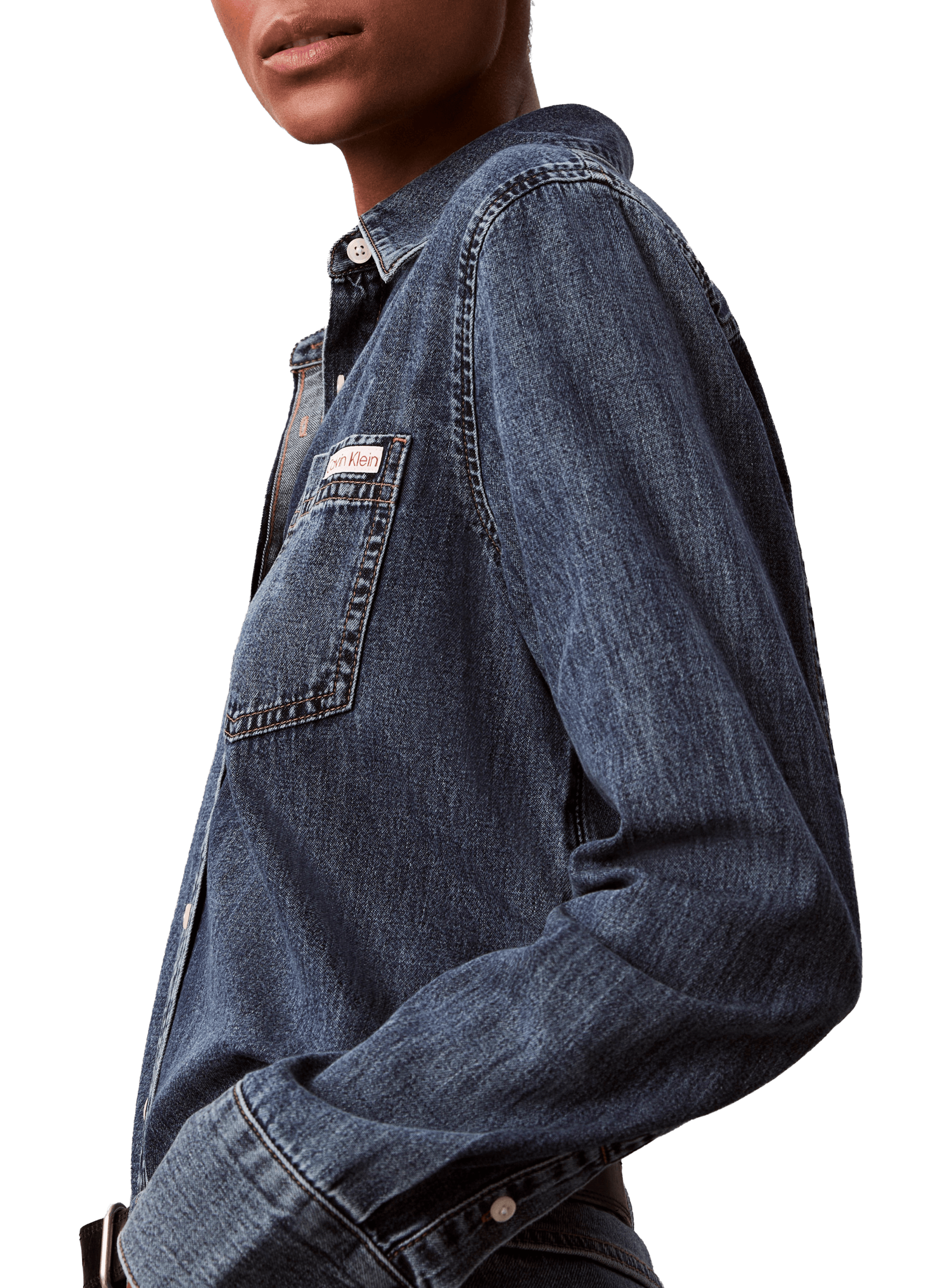 Chemise en denim de coton CALVIN KLEIN Bleu