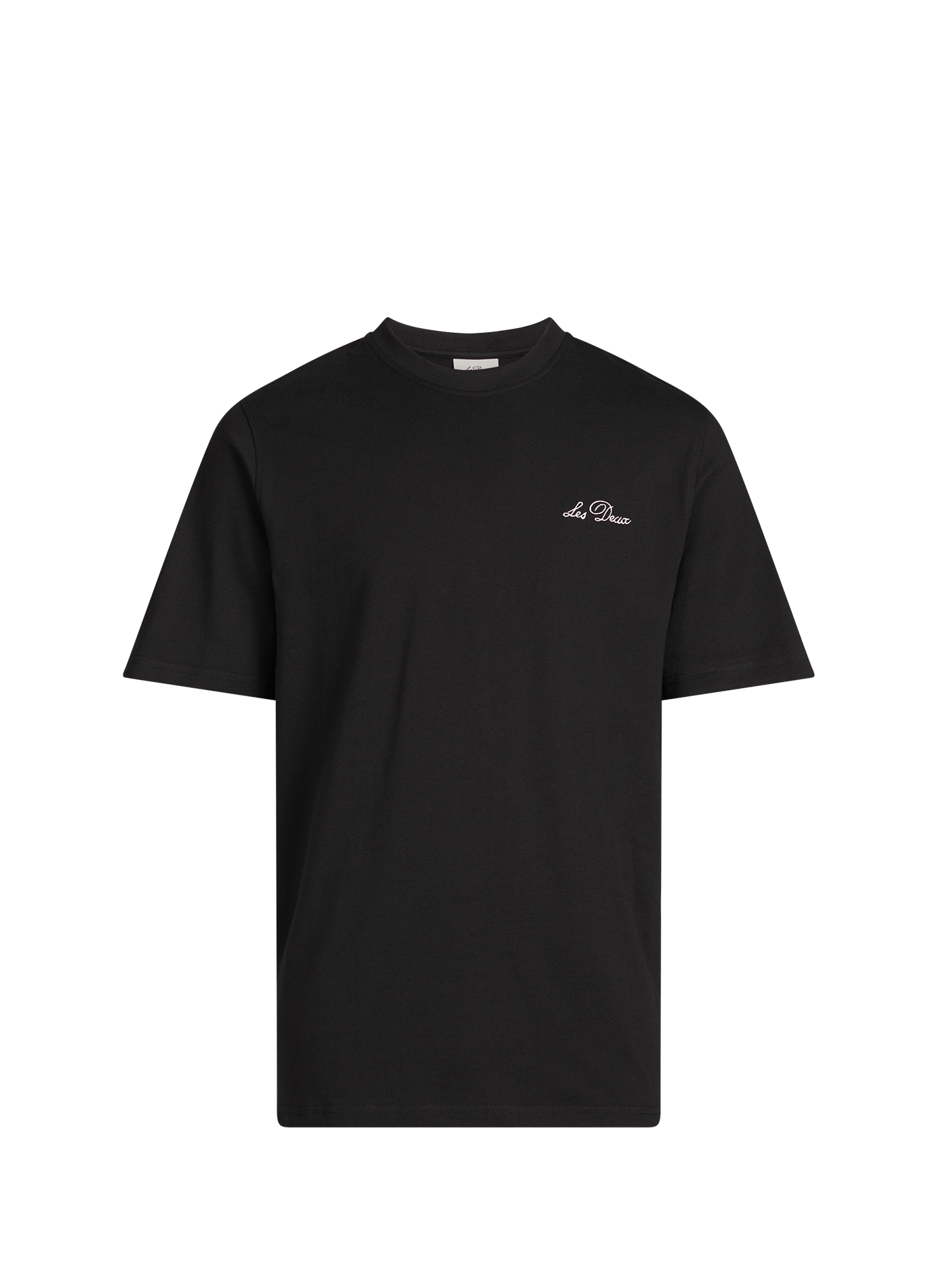 Short-sleeve embroidered cotton T-shirt LES DEUX Black
