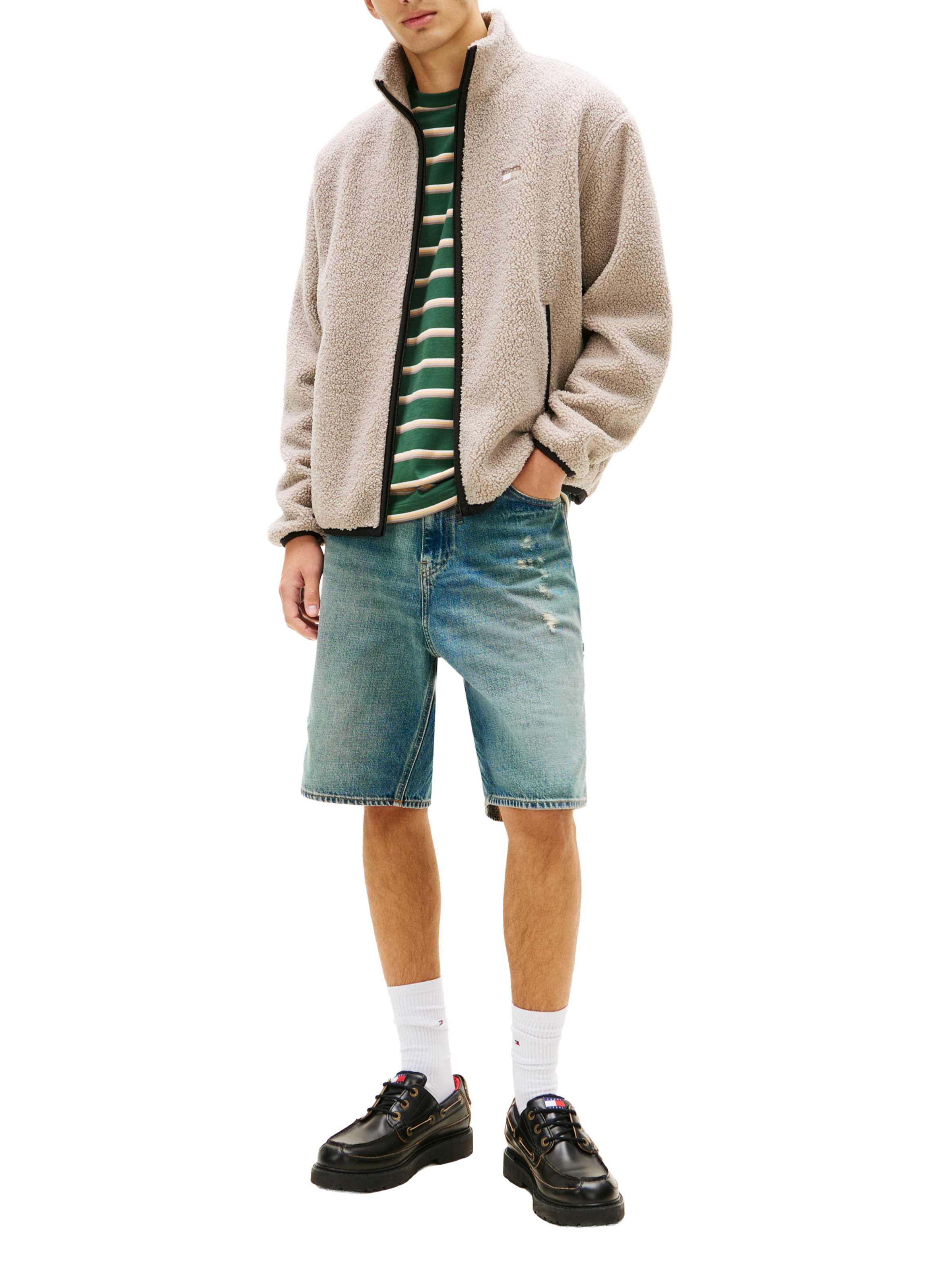 Shearling high-neck jacket TOMMY HILFIGER Grey