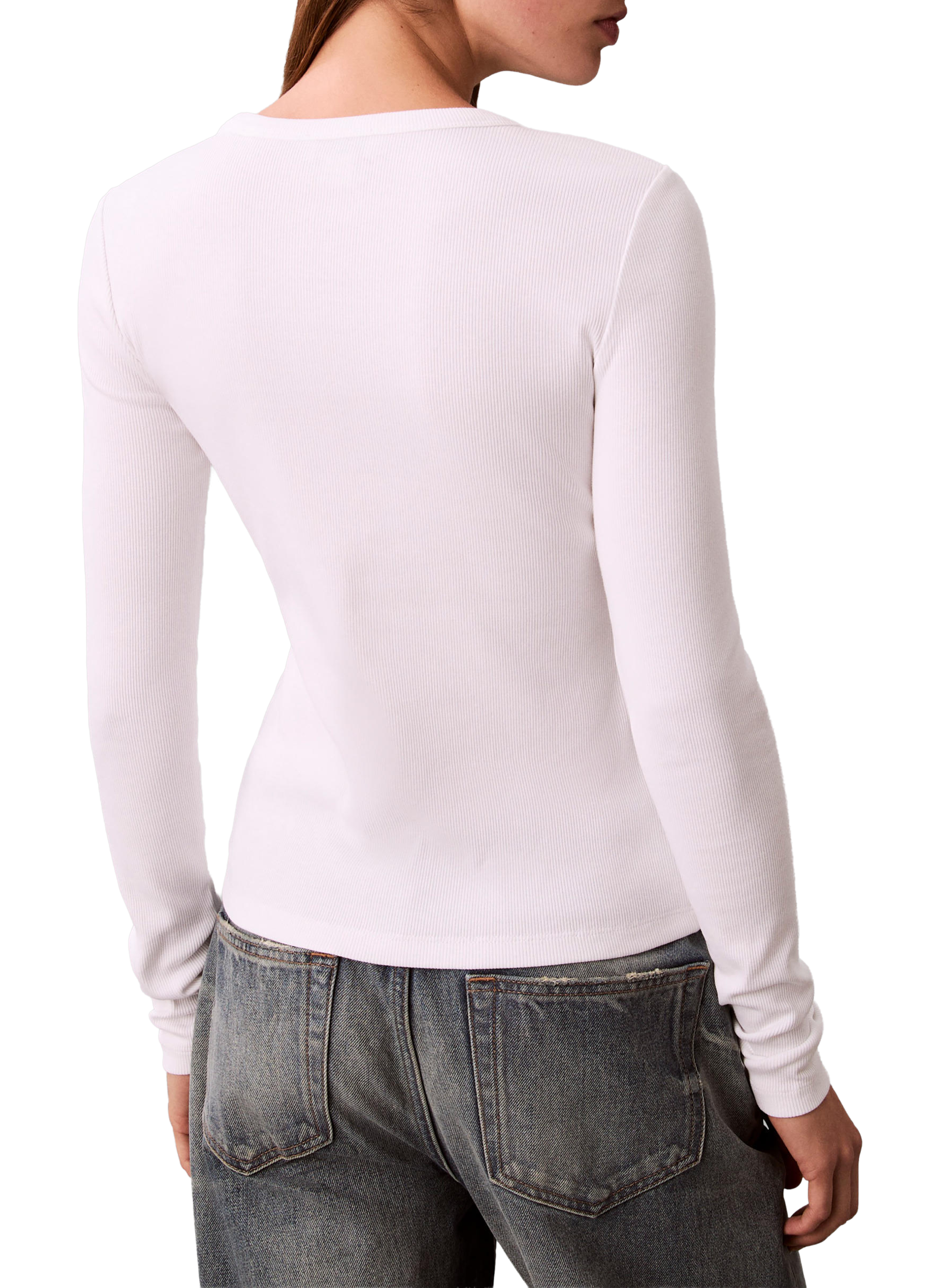 Top manches longues à logo CALVIN KLEIN Blanc