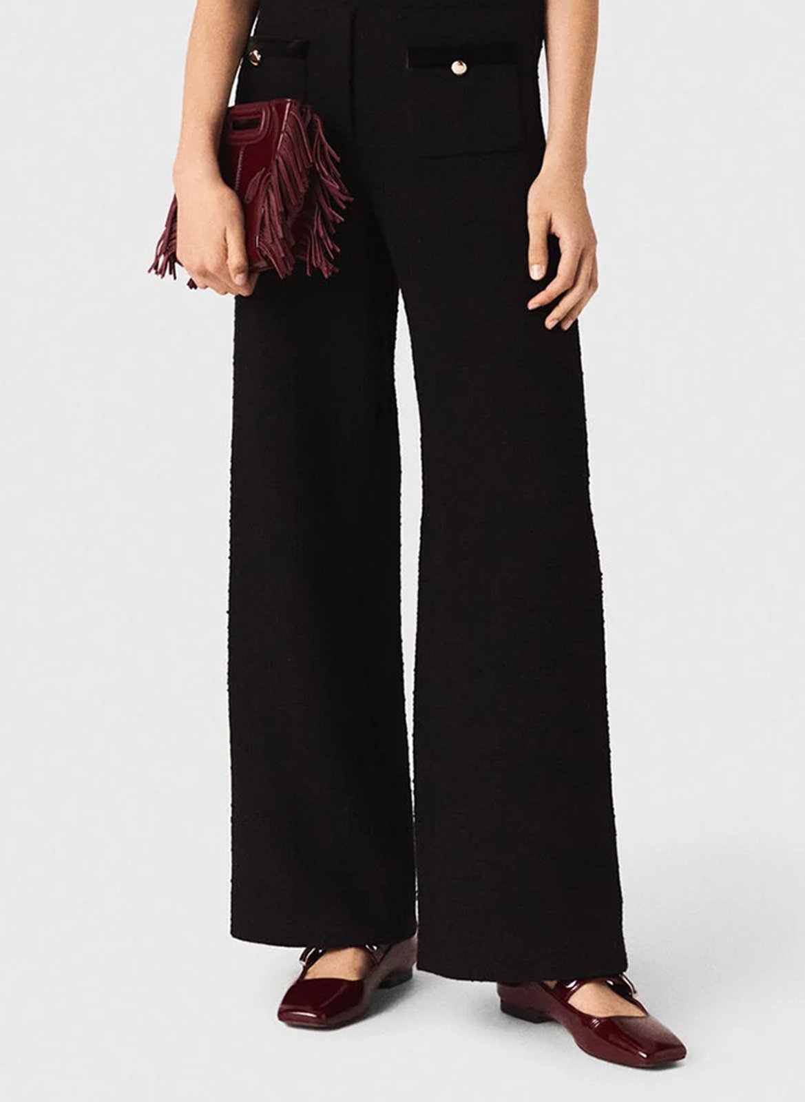 Pantalon droit en tweed MAJE Noir