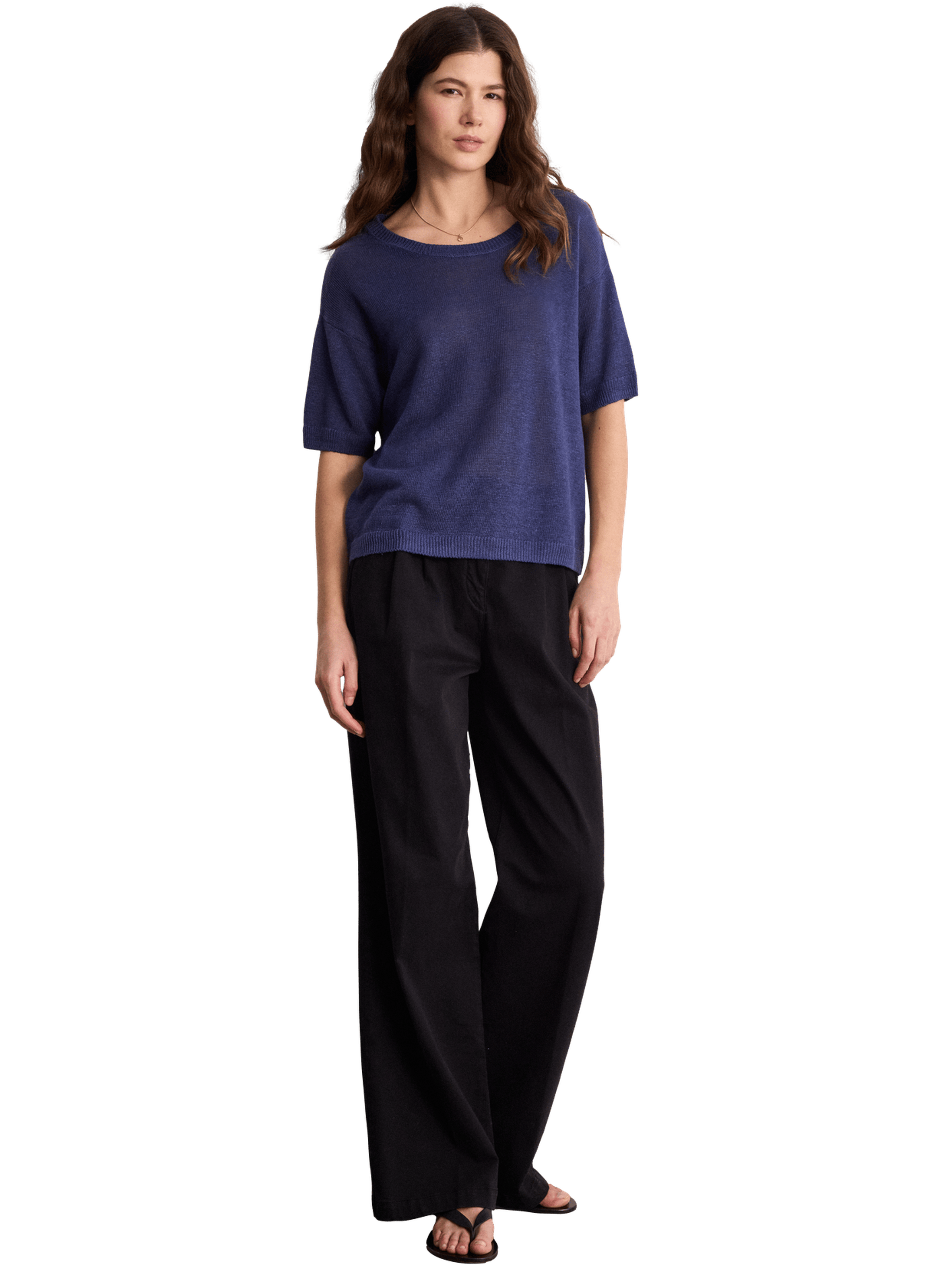 Pull ample en lin à manches courtes - laelia PABLO Bleu