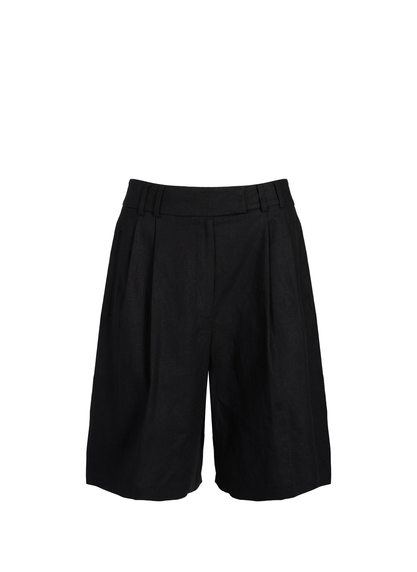 Short large uni en lin mélangé TOPSHOP Noir