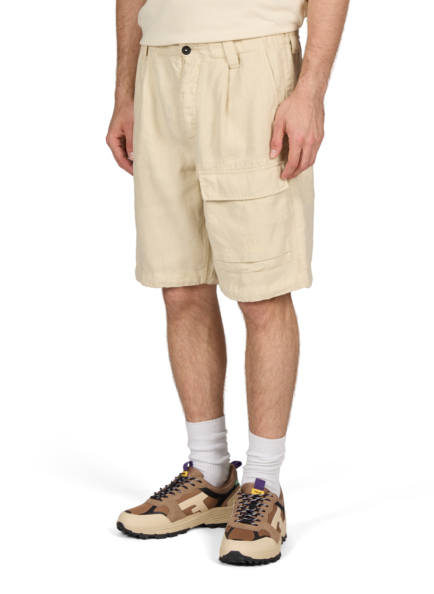 Short uni en lin CP COMPANY Beige