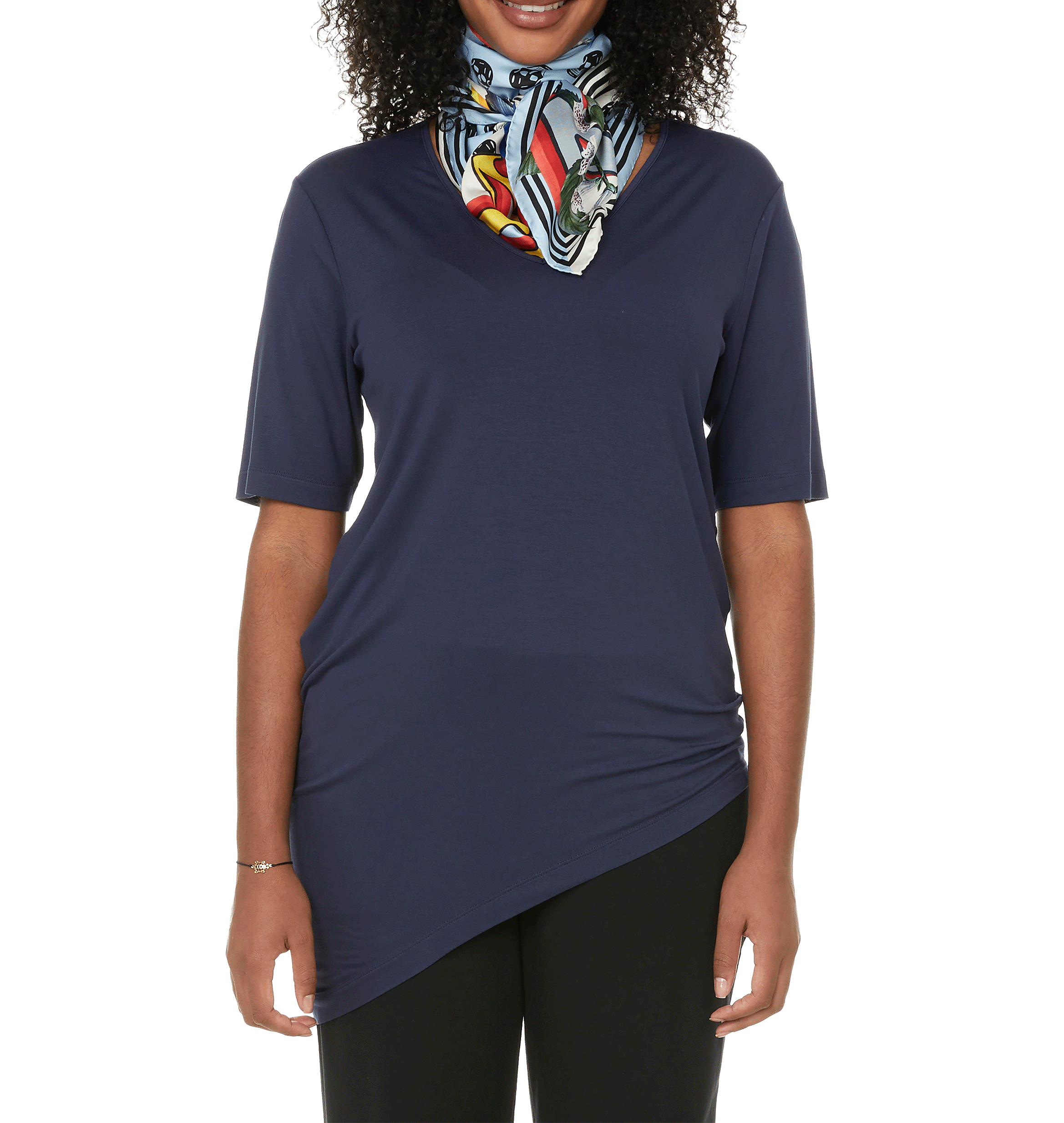 Genevette asymmetric V-neck stretch viscose T-shirt UNIVERSAL STANDARD Blue