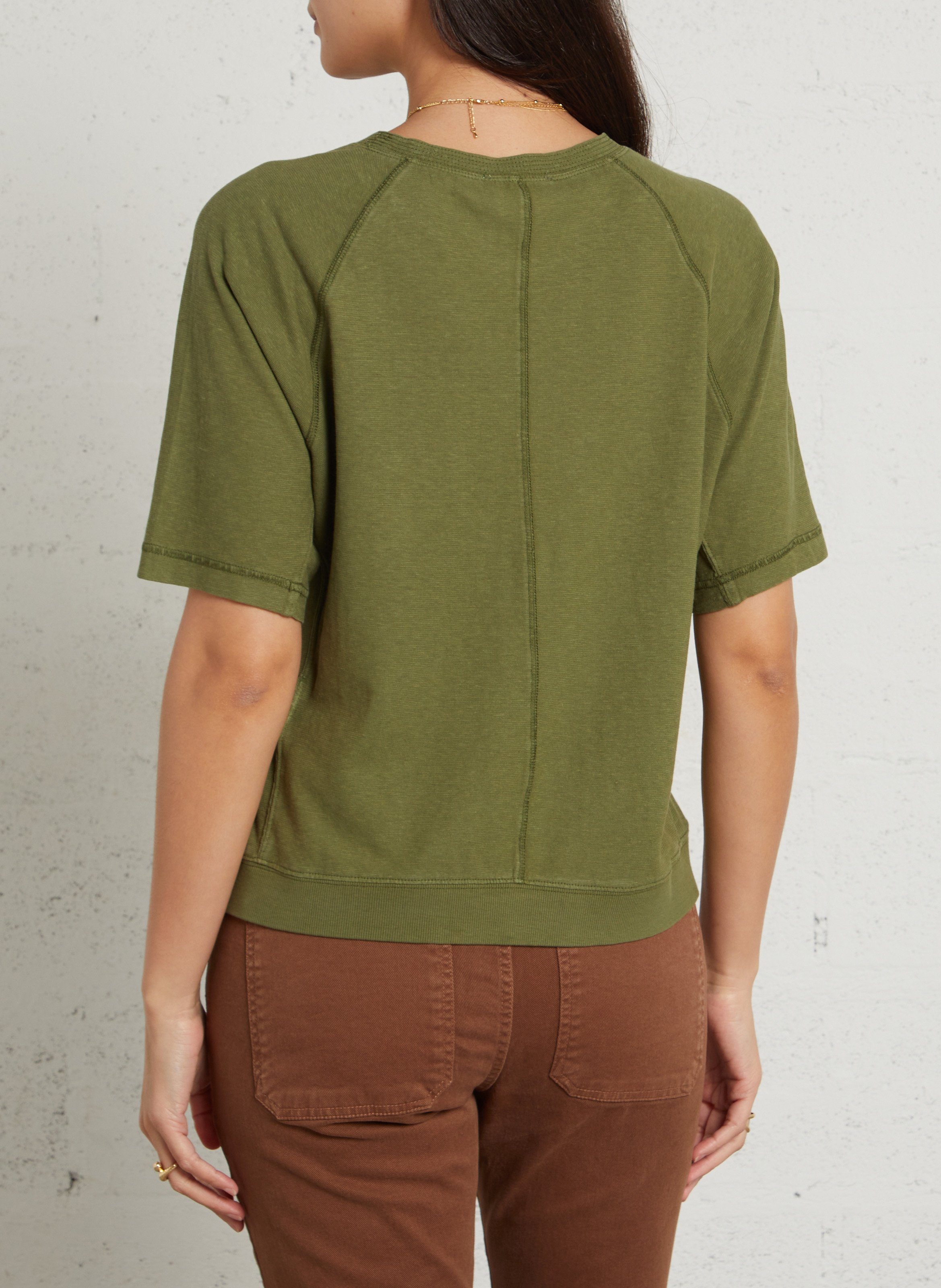 Tee-shirt col rond manches courtes uni Vert