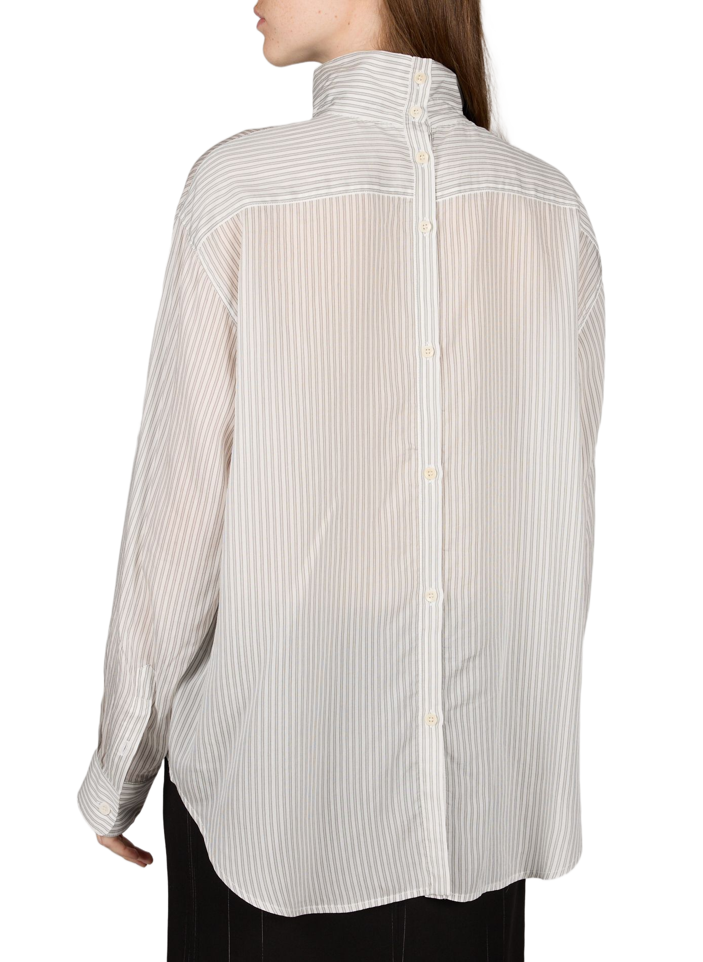 Striped shirt with a mock neck in lyocell TIBI Grey