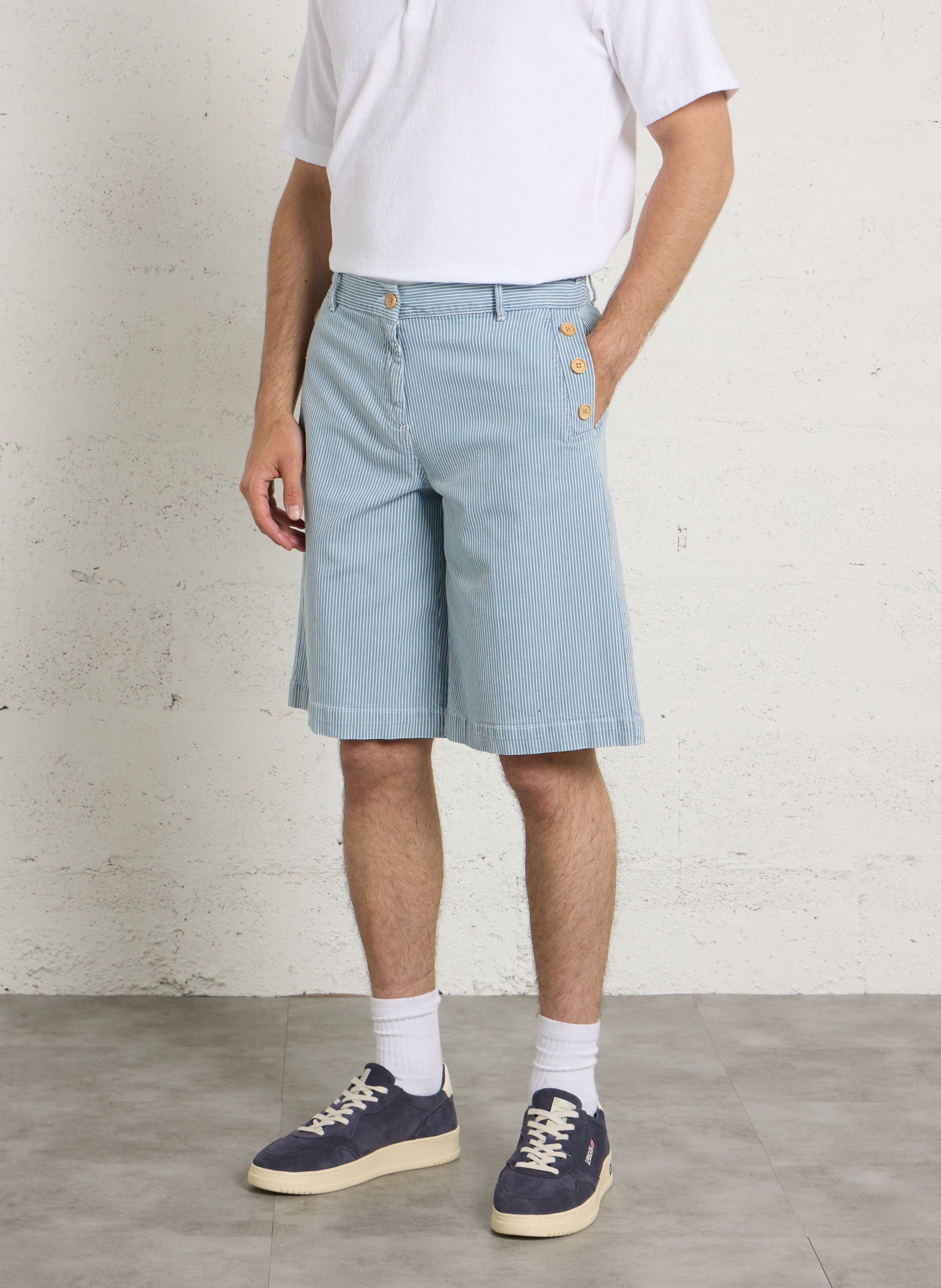 Bermuda droit en coton mélangé ARMOR-LUX Bleu