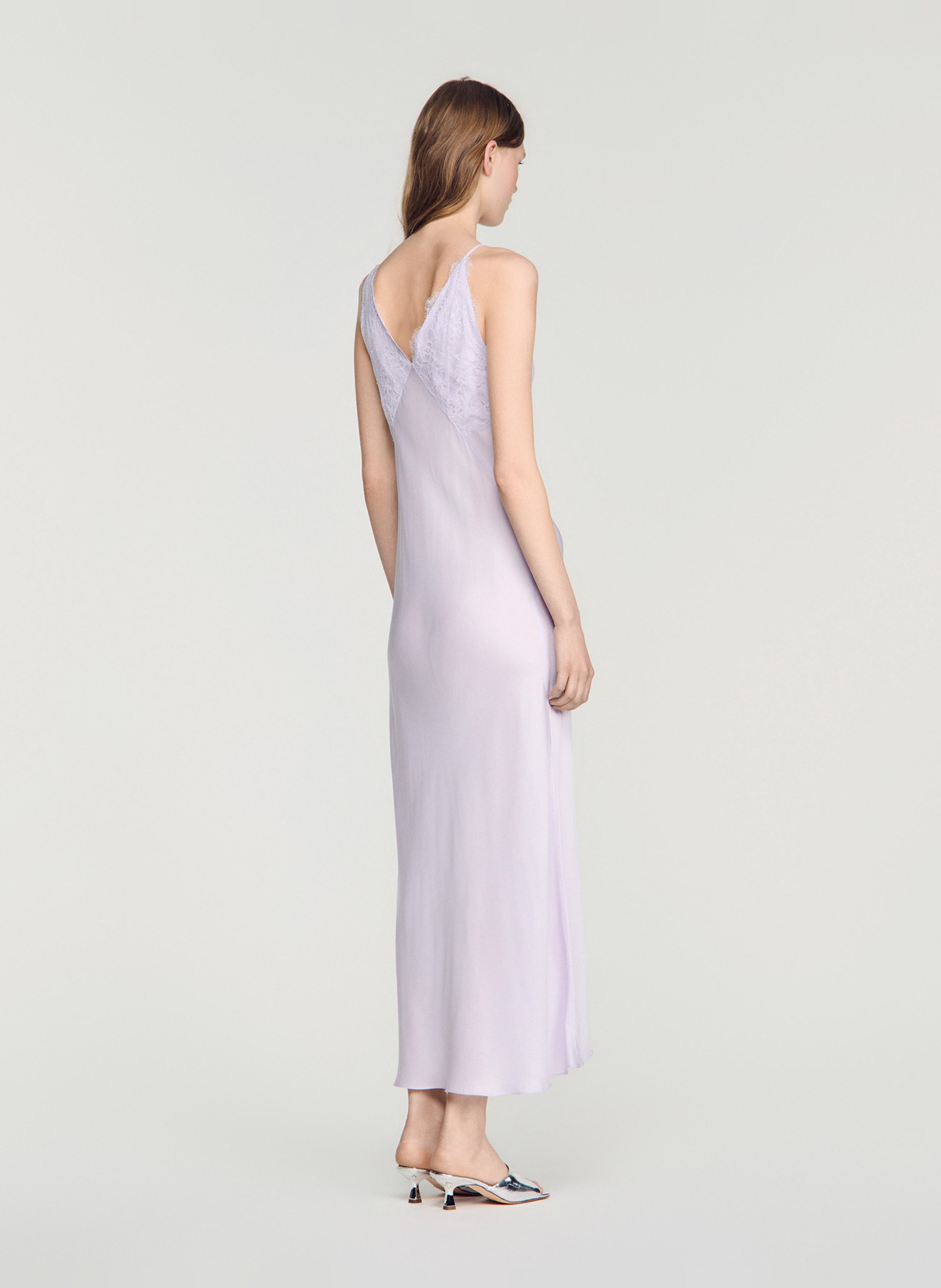 Robe longue col v SANDRO Violet