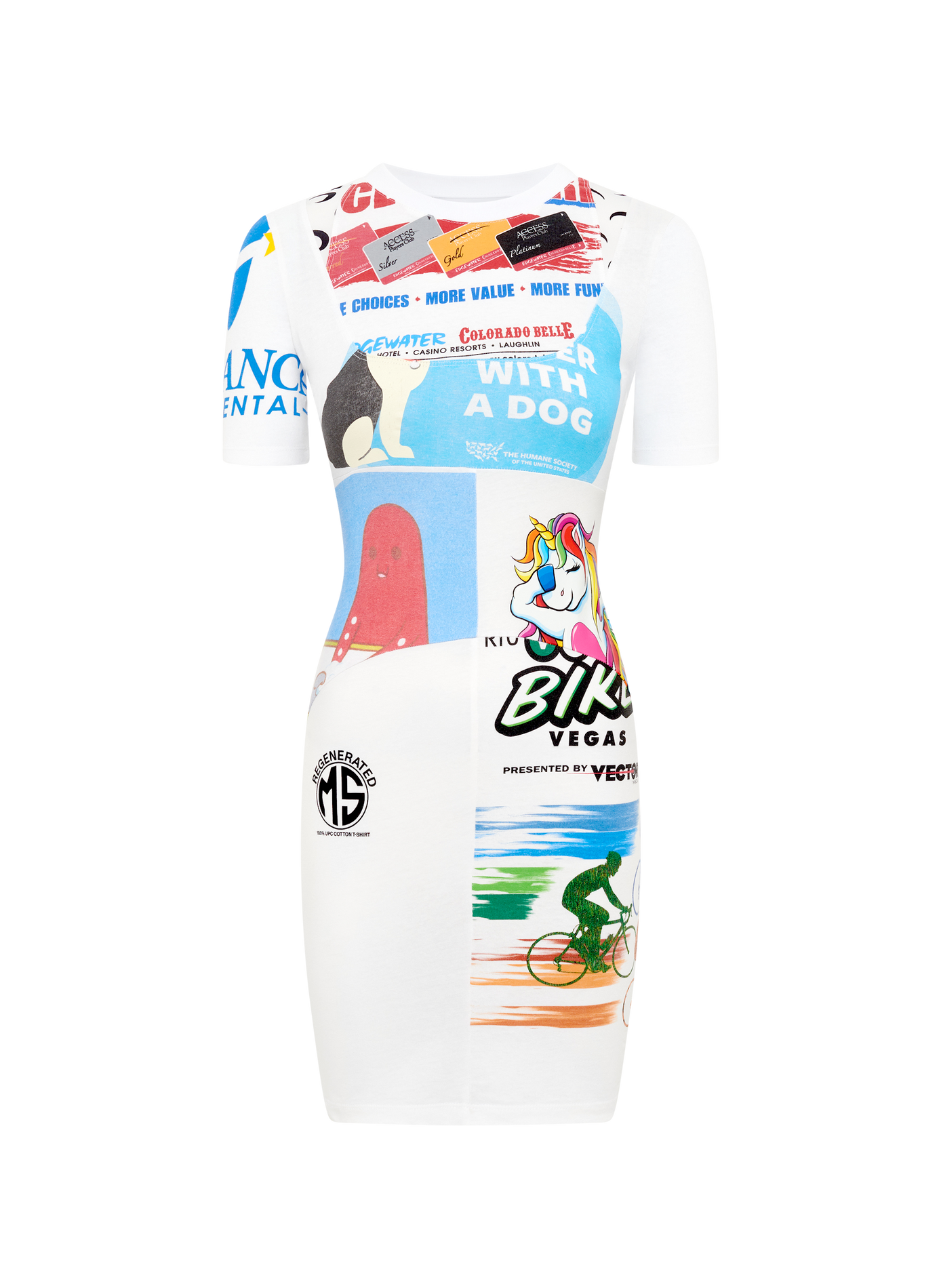 Upcycled graphic t-shirts mini dress MARINE SERRE White