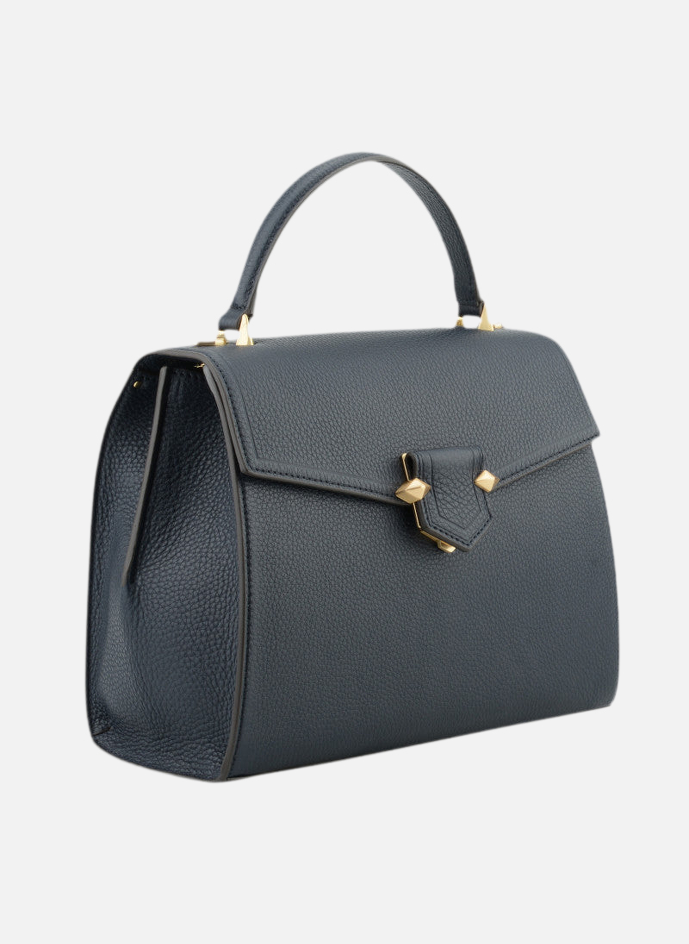 Sèvres | sac porté main et épaule mm en cuir de veau grainé POURCHET Bleu