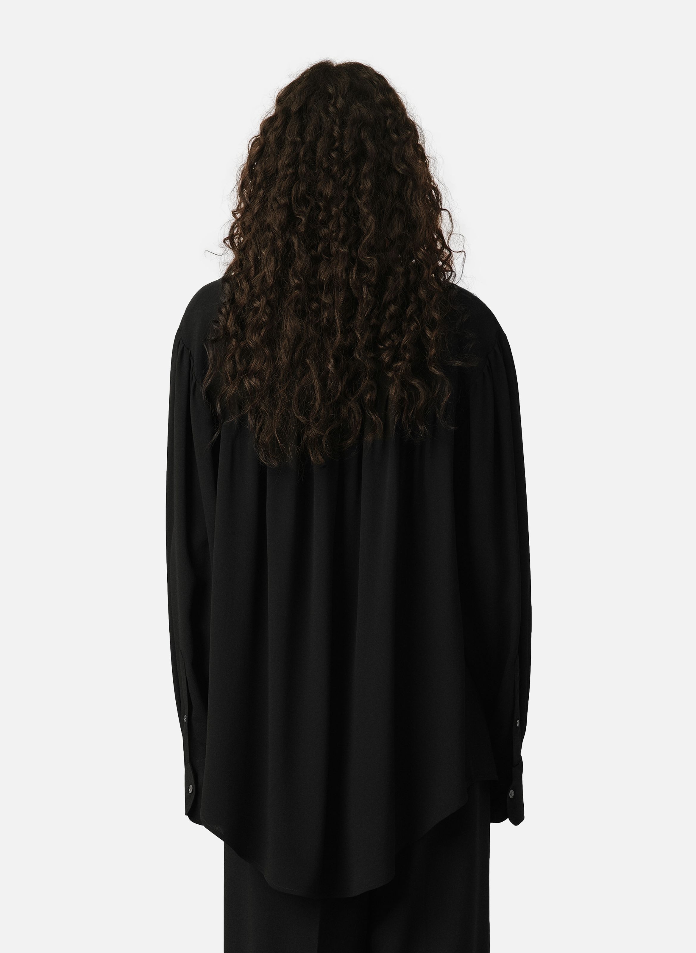 Blouse lavallière en soie mélangée AMI PARIS Noir