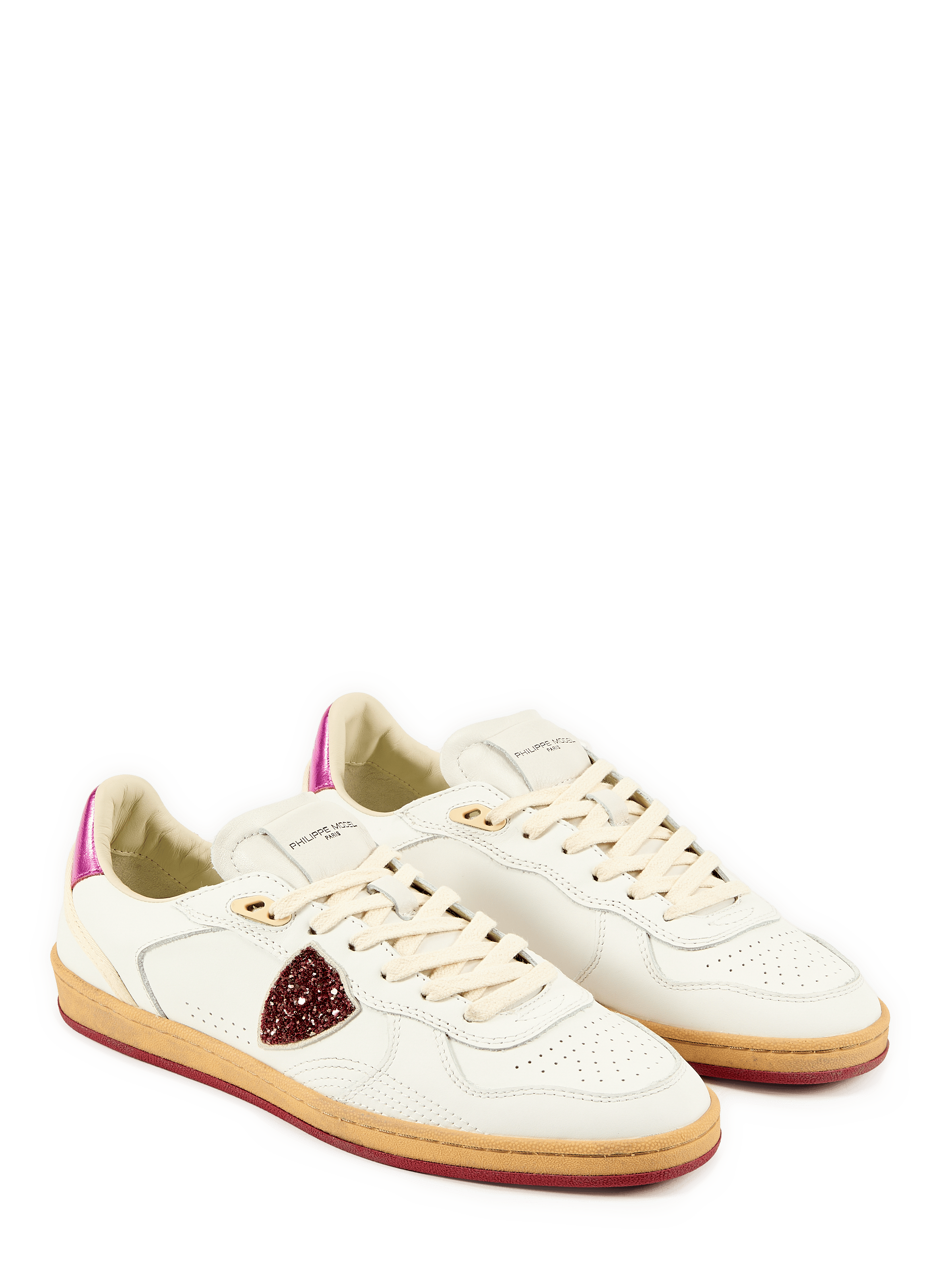 Baskets basses en cuir mélangé PHILIPPE MODEL Blanc