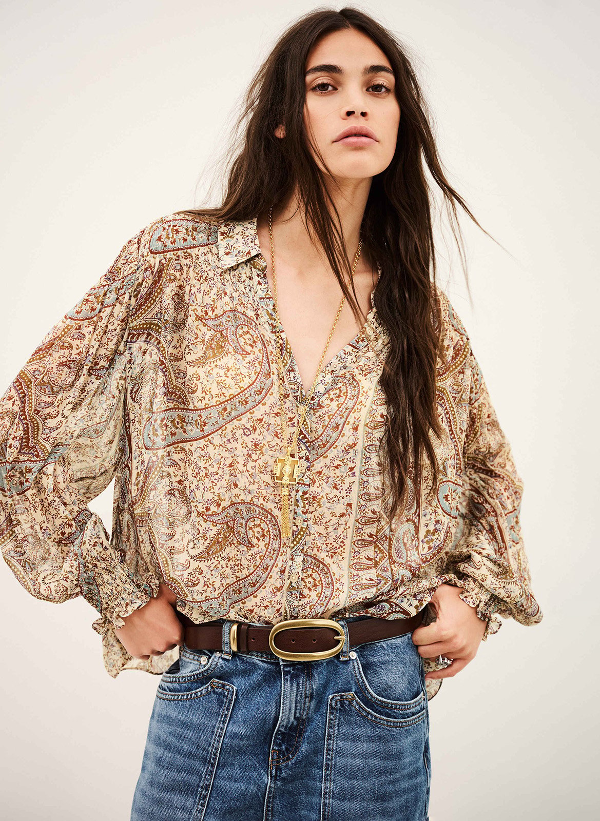 Chemise fluide boutonnée imprimée cleo BA&SH Bleu