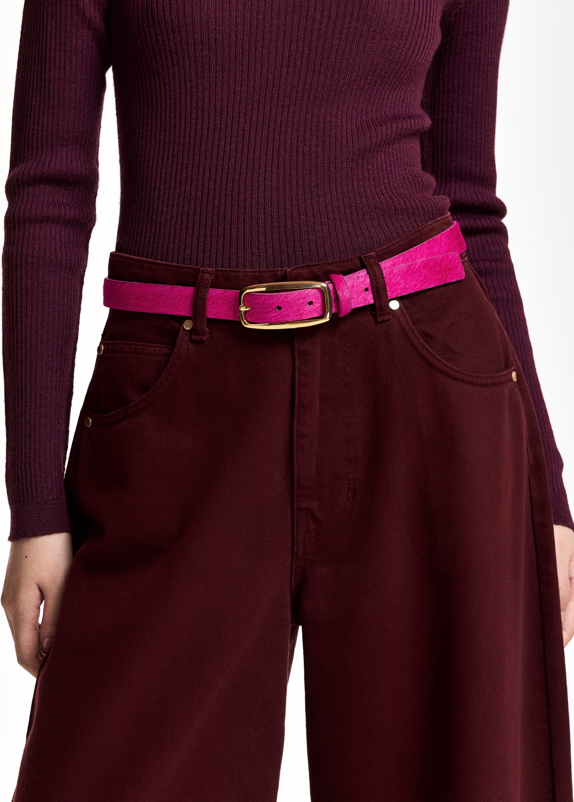 Ceinture en cuir pony klub ESSENTIEL ANTWERP Rose