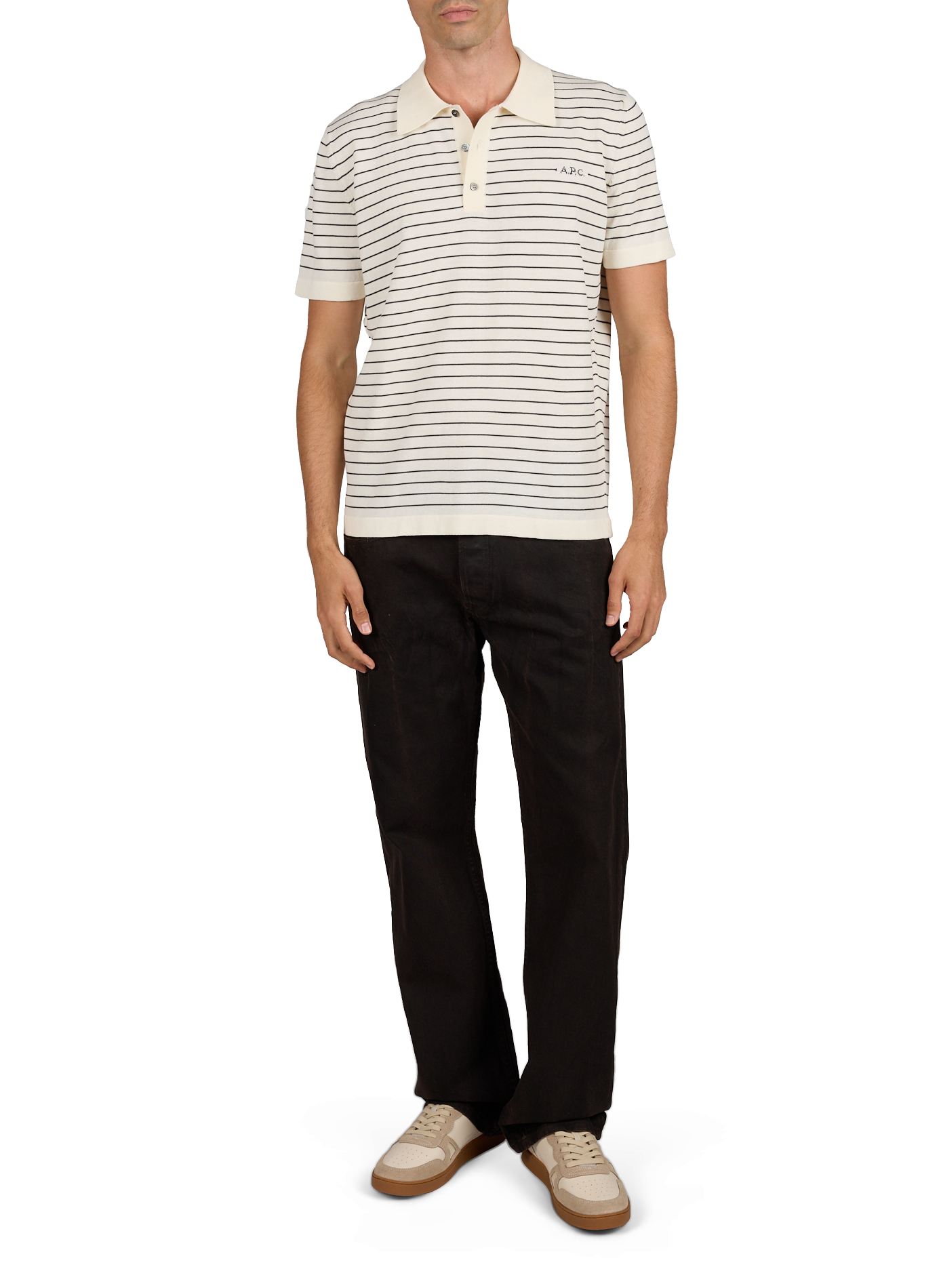 Gestreiftes Baumwollpolo A.P.C. Khaki