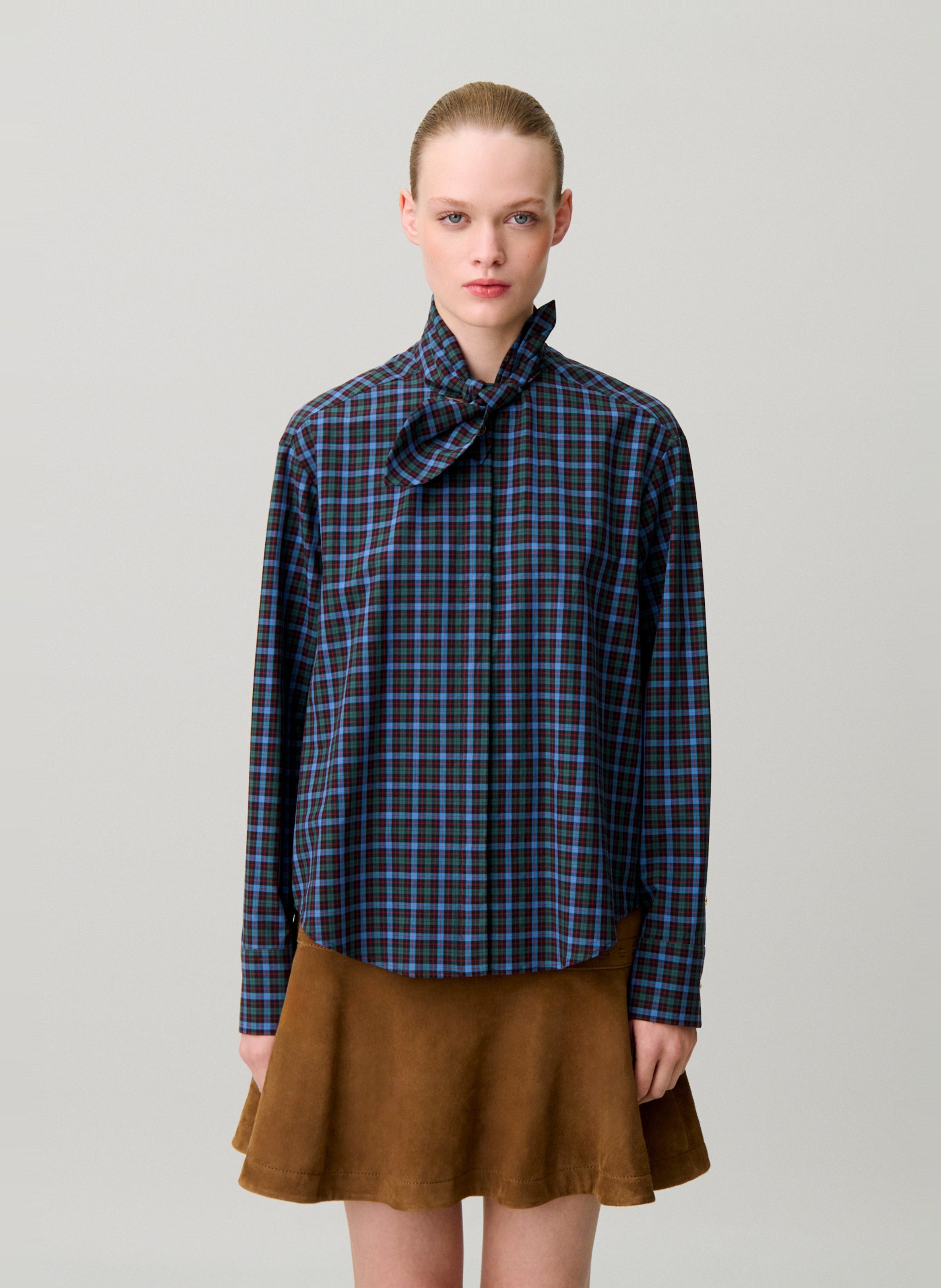 Chemise col lavallière à carreaux CLAUDIE PIERLOT Multicolore