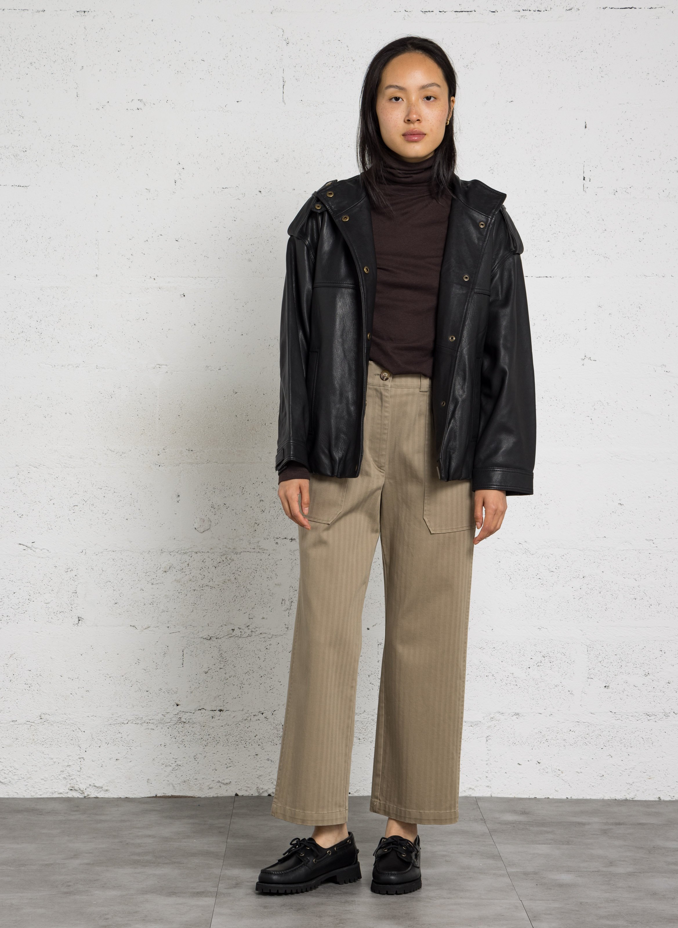 Veste en cuir oversize oscar MAISON 123 Noir